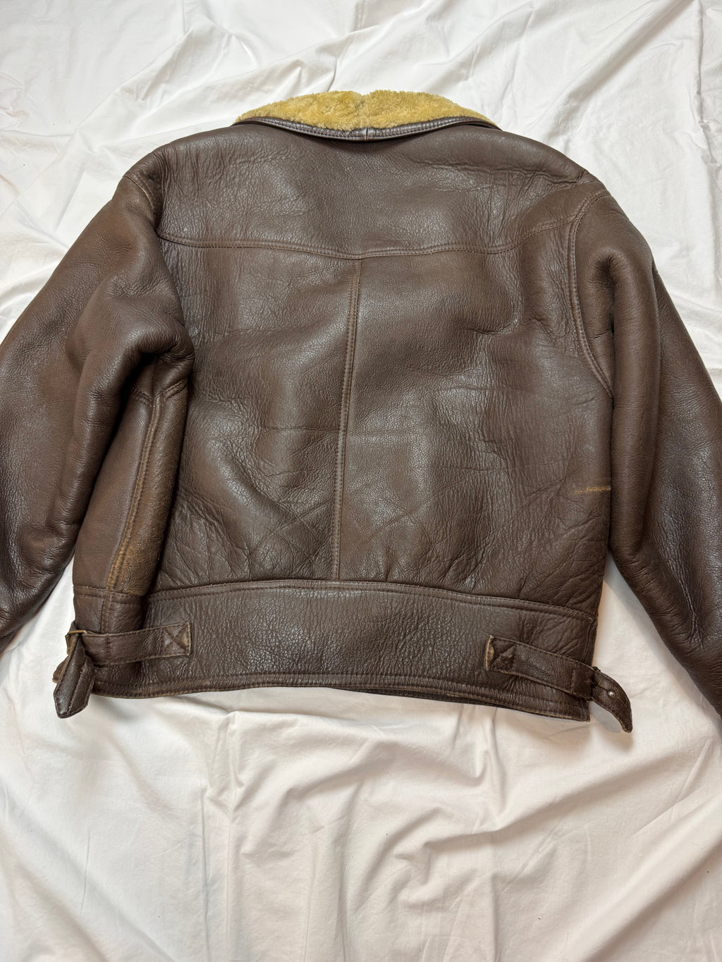 Vintage Leather Jacket Shearling Aviator mit Innenfell / 70's / 80's L