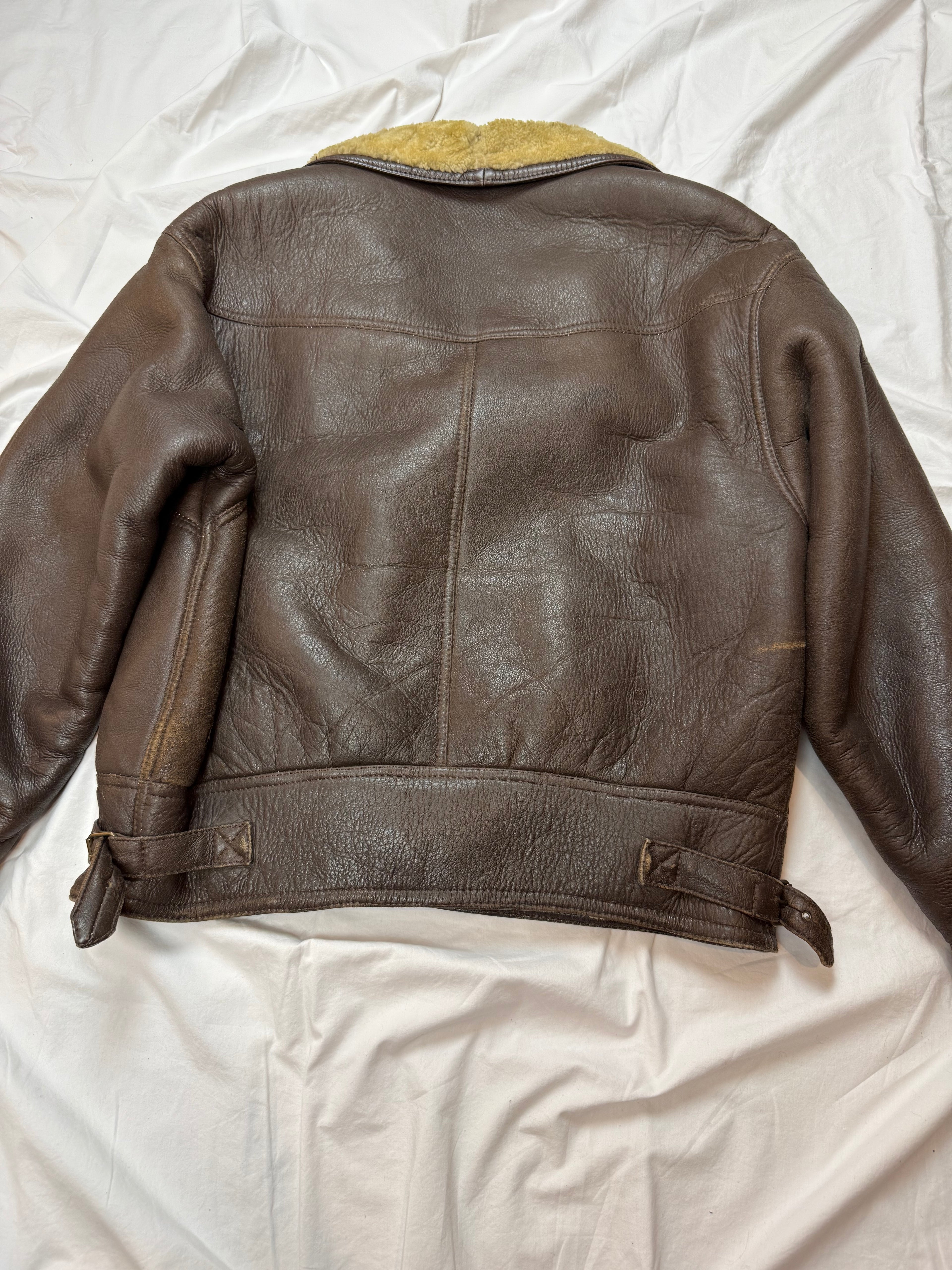 Vintage Leather Jacket Shearling Aviator mit Innenfell / 70's / 80's L