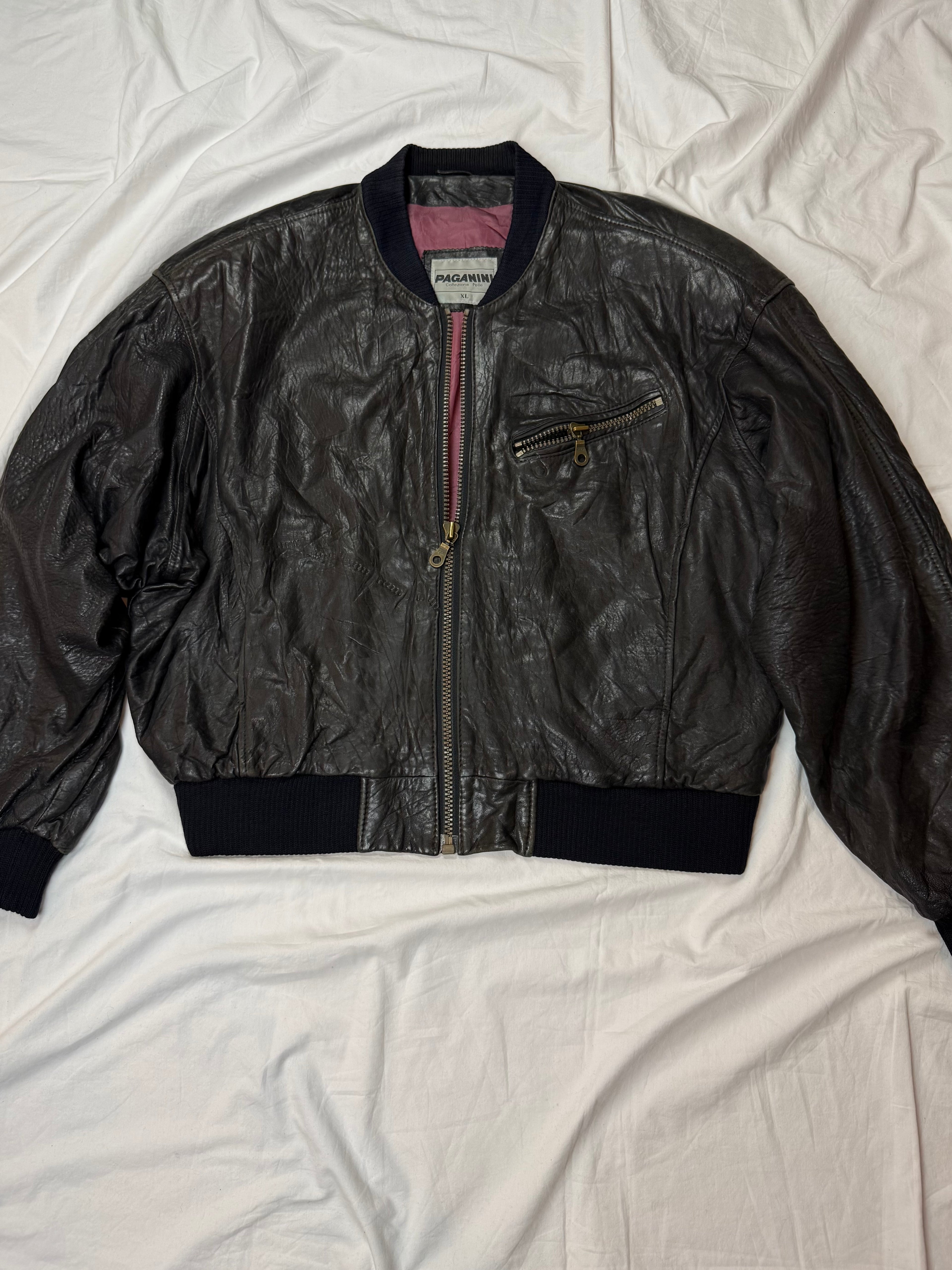 Vintage Leather Jacket Aviator / cropped fit
Bomberjacke / Leather Jacket / 80's / 90's | XL