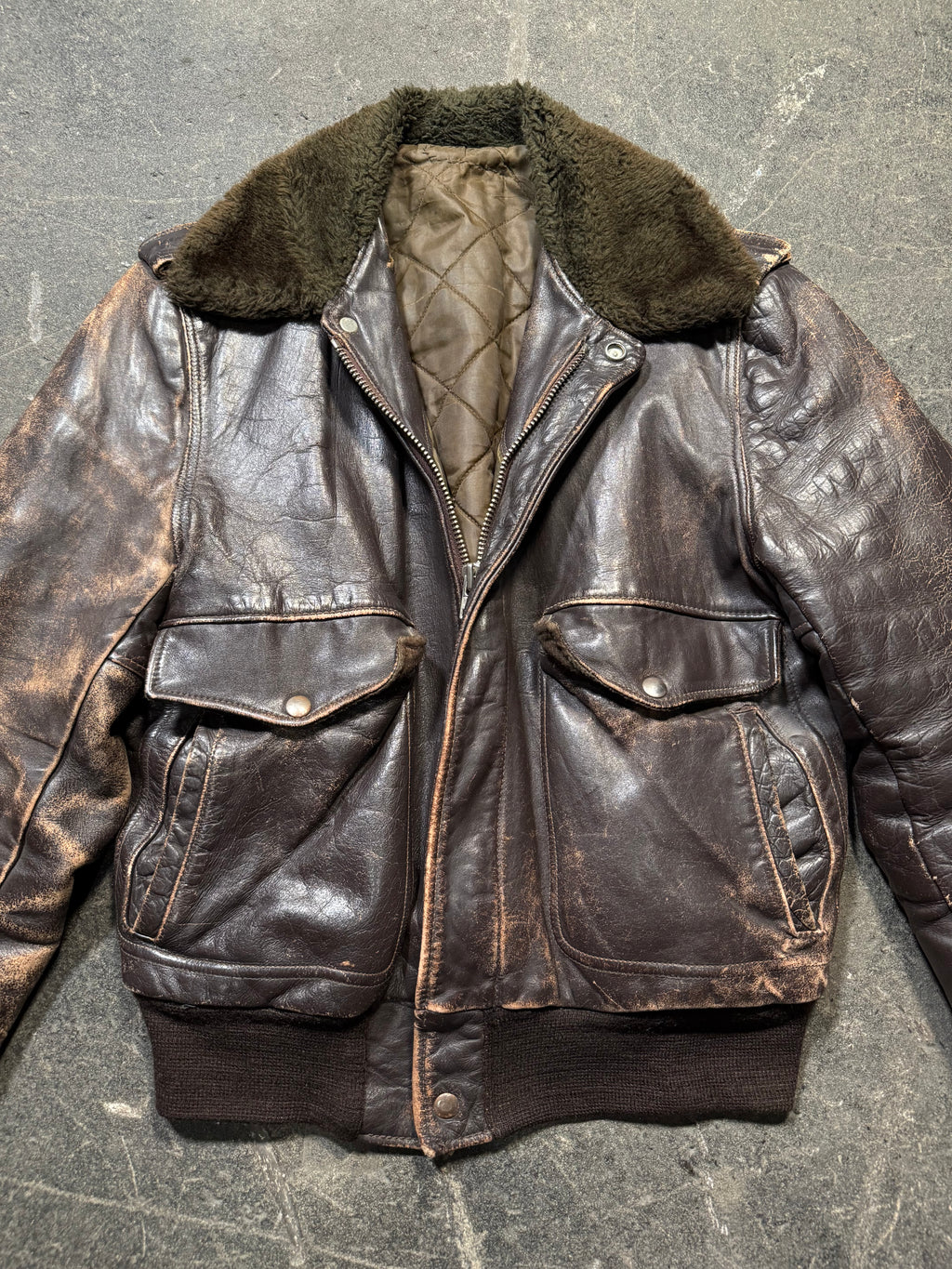 Vintage used look Lederjacke 80er | Vintage used look Leather Jacket 80's | M