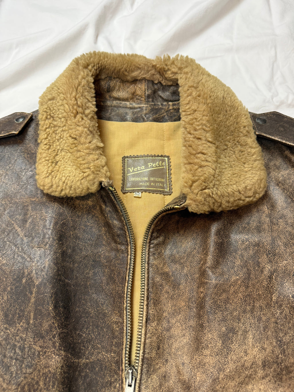 Vintage Leather Jacket Aviator / Bomberjacke / used look / 80's 90's | L