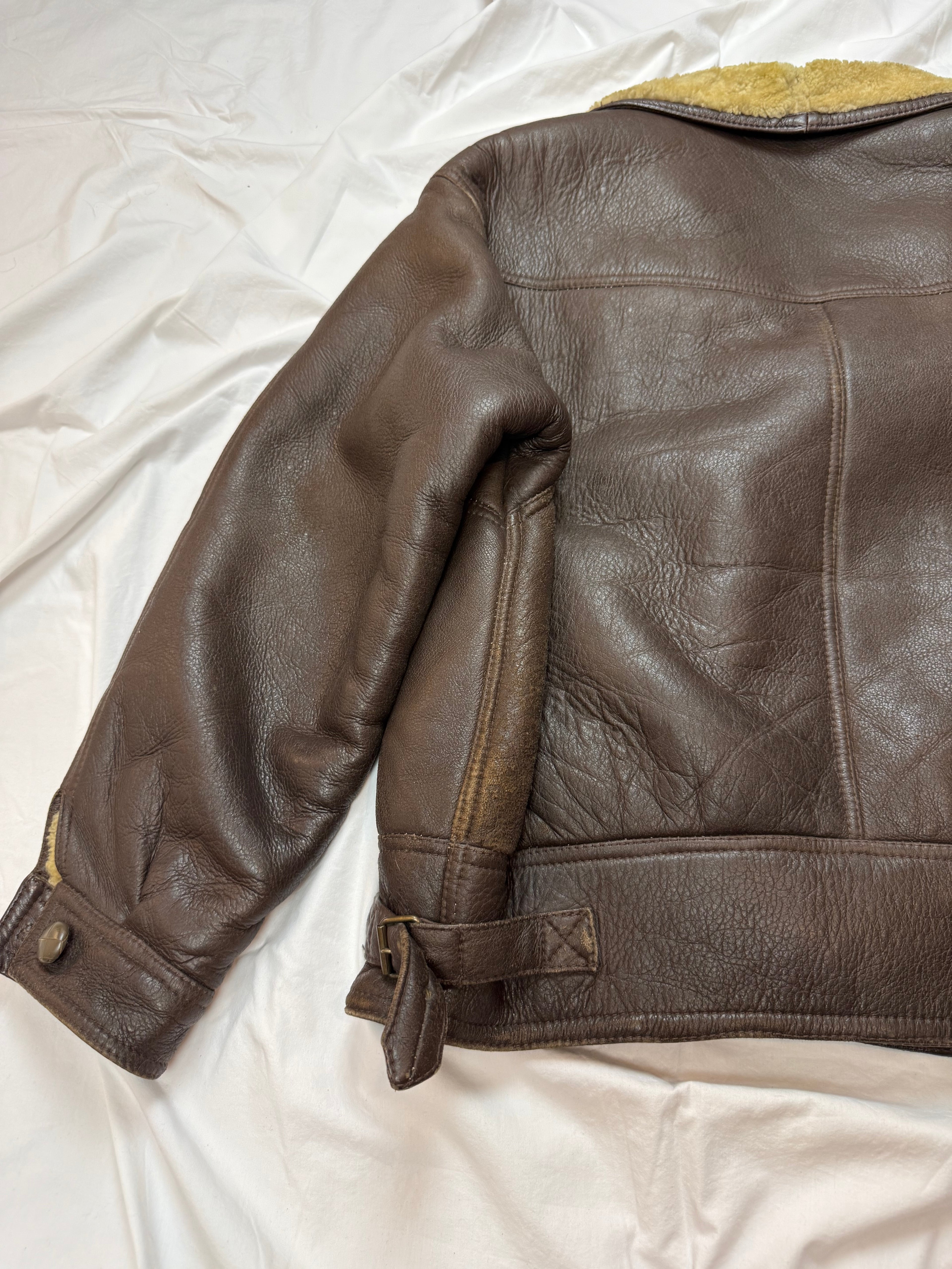 Vintage Leather Jacket Shearling Aviator mit Innenfell / 70's / 80's L