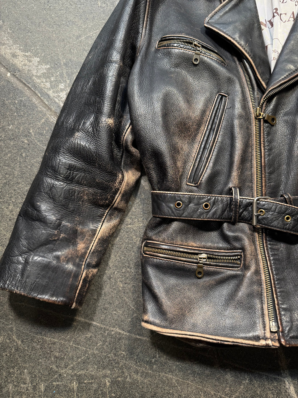 Vintage America used look Lederjacke 80er | Vintage used look Leather Jacket 80's | L