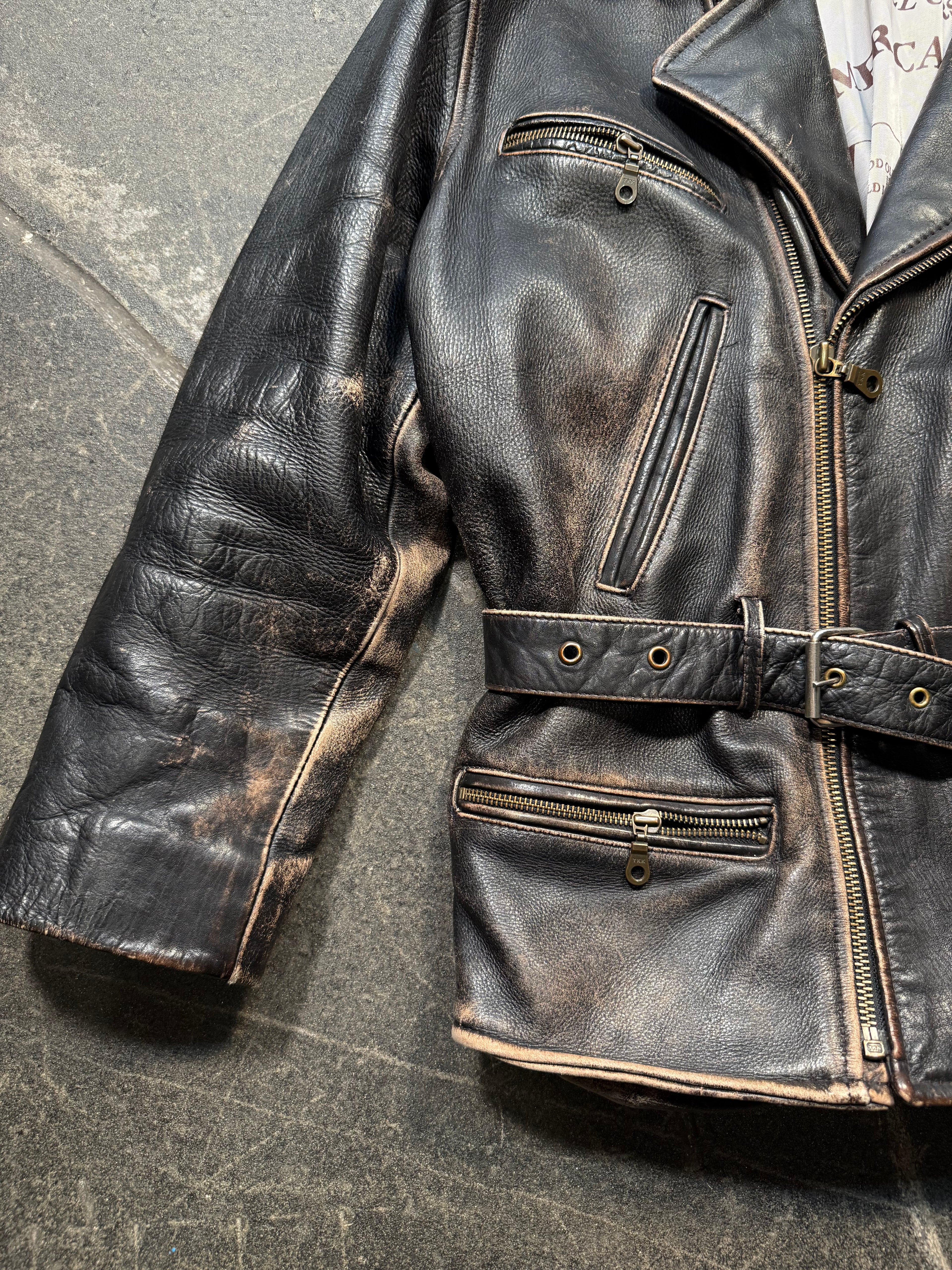 Vintage America used look Lederjacke 80er | Vintage used look Leather Jacket 80's | L
