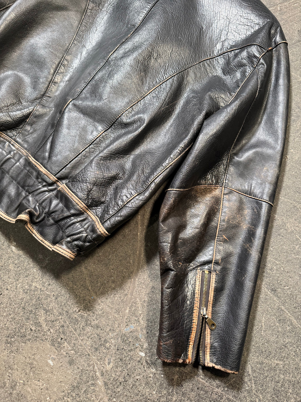 Vintage used look Lederjacke 80er | Vintage used look Leather Jacket 80's | L