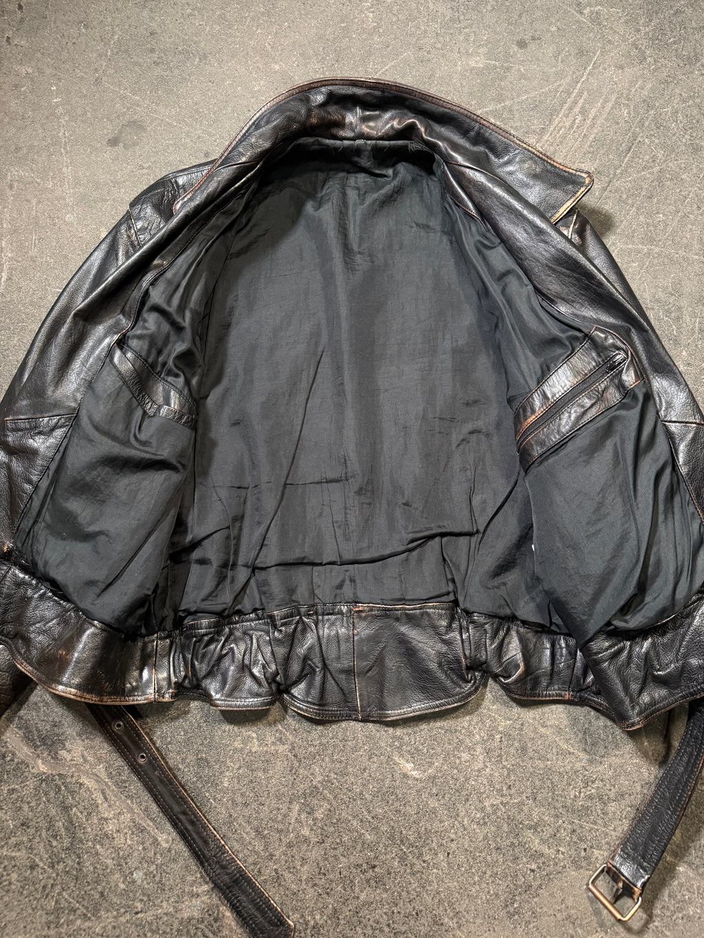 Vintage used look Lederjacke 80er | Vintage used look Leather Jacket 80's | L