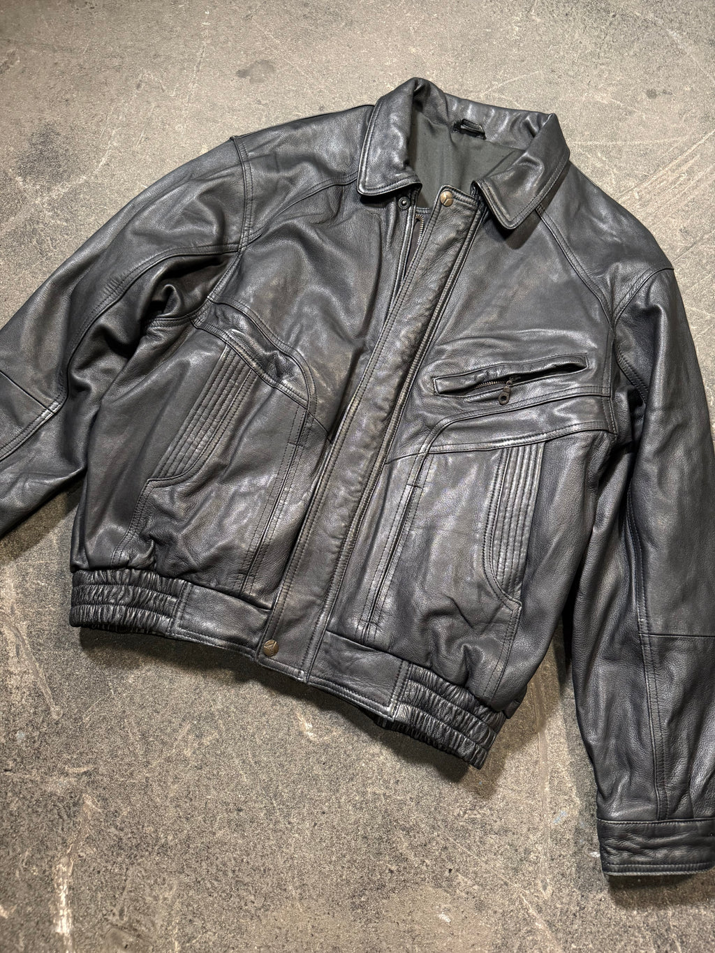 Vintage Lederjacke 80er l Vintage Leather Jacket Aviator 80's | L