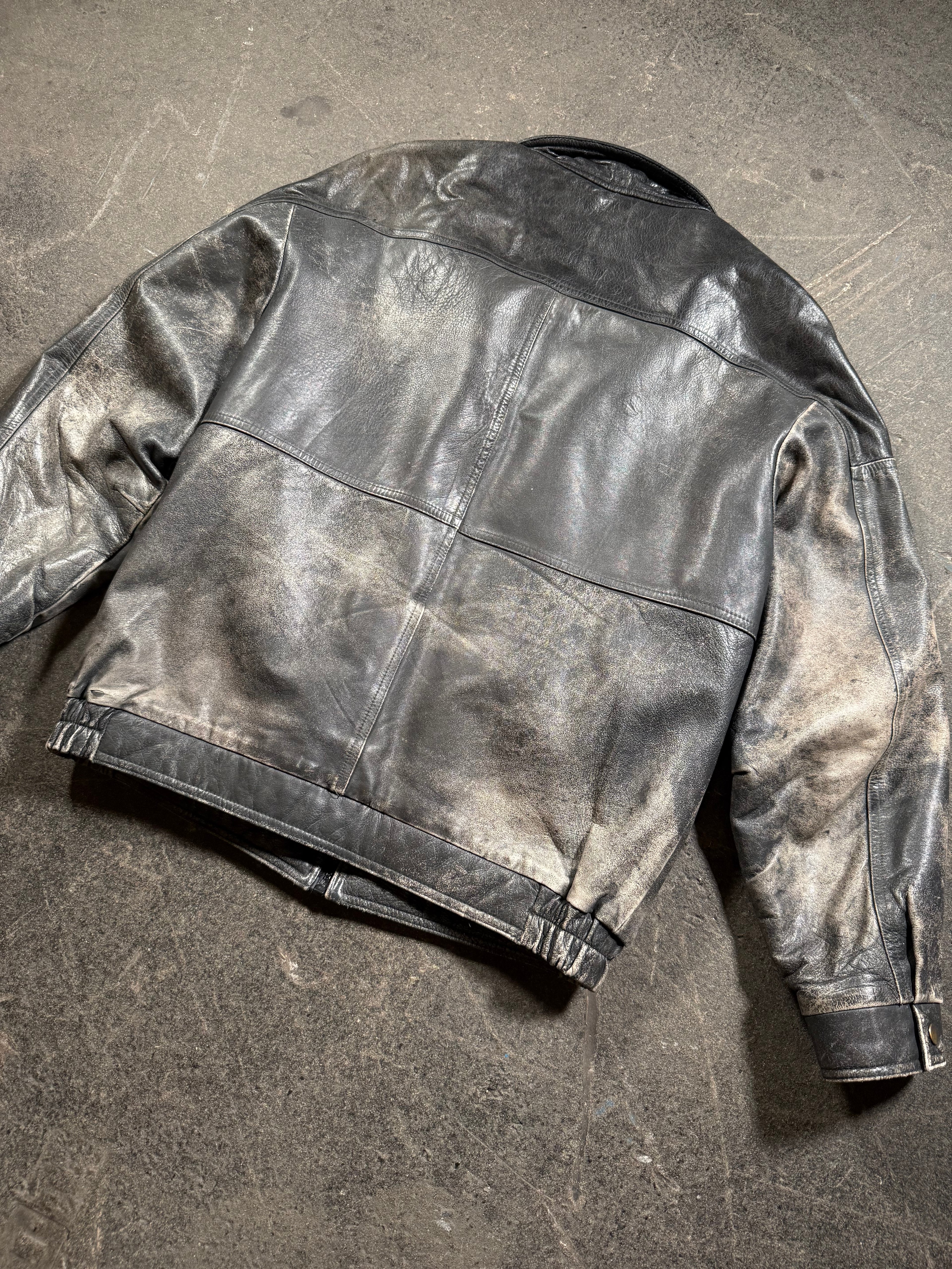 Vintage Lederjacke | Vintage Leather Jacket Aviator | used look | cropped fit | 80's / 90's | M