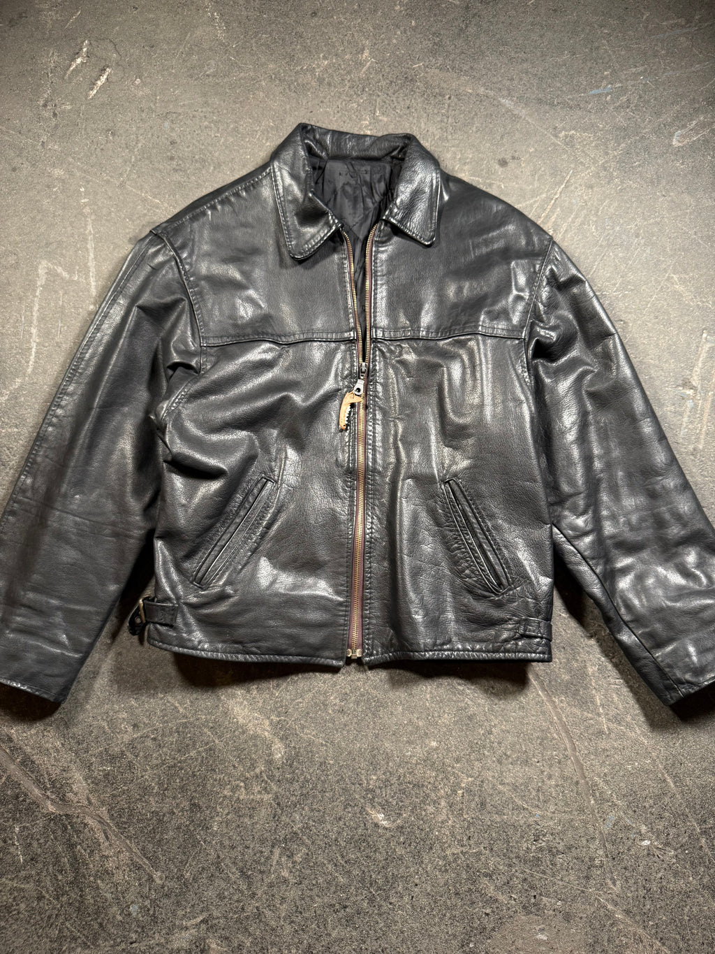 Vintage Aviator Lederjacke | Vintage Leather Jacket Aviator | used look | cropped fit | 80's / 90's | M