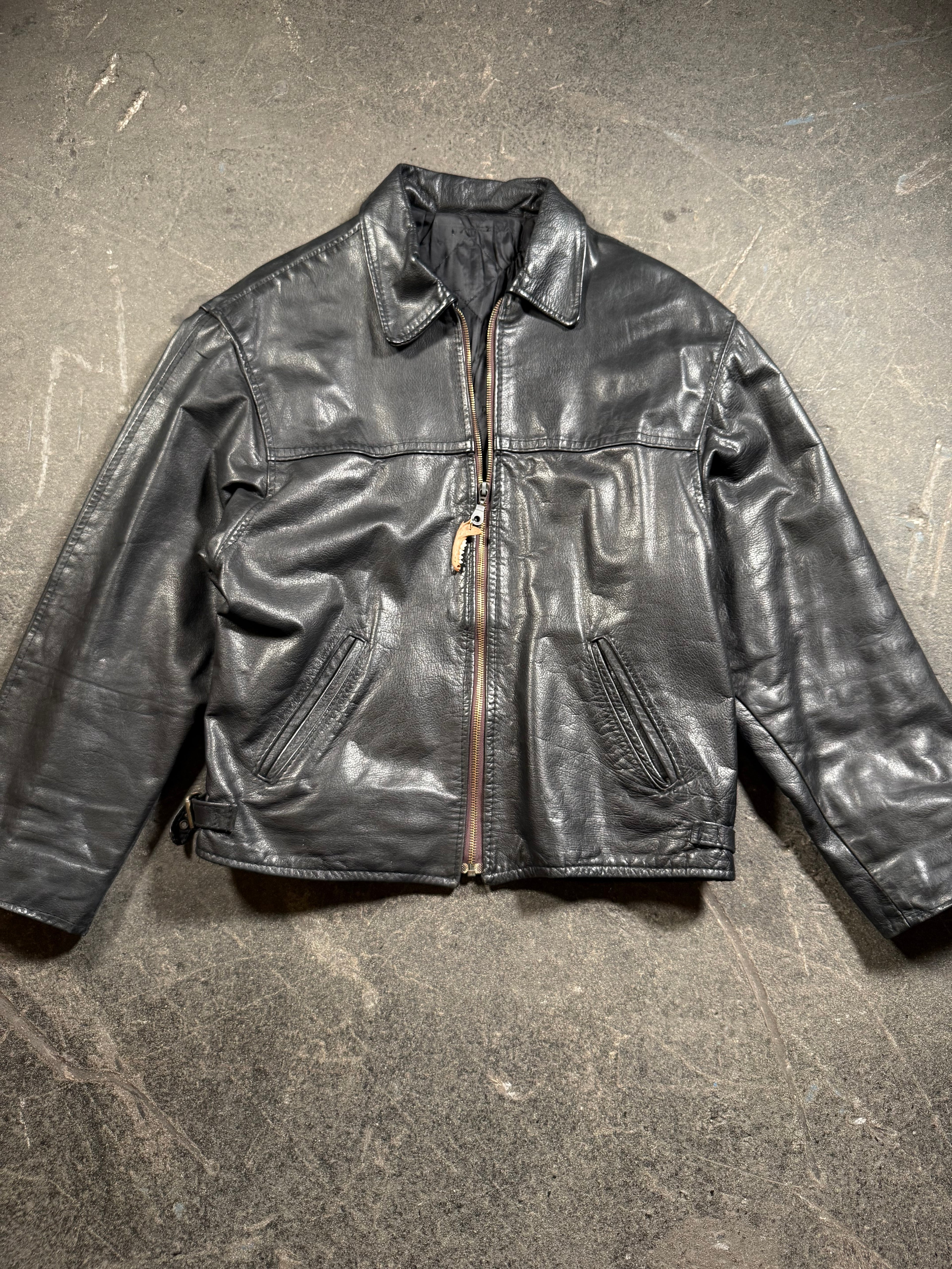 Vintage Aviator Lederjacke | Vintage Leather Jacket Aviator | used look | cropped fit | 80's / 90's | M