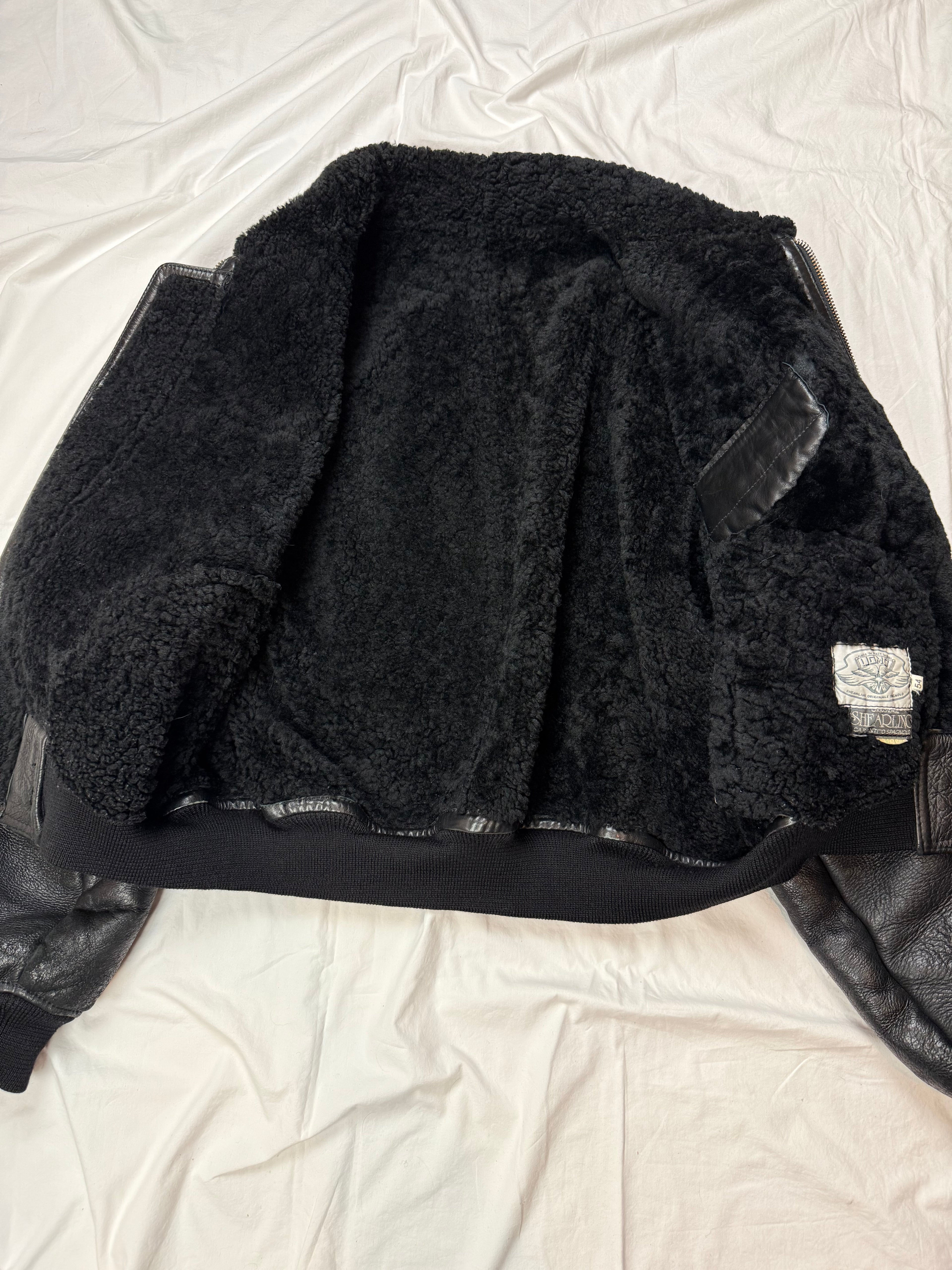 Vintage Leather Jacket Shearling Aviator / cropped fit / mit Innenfell / 80's / 90's | L