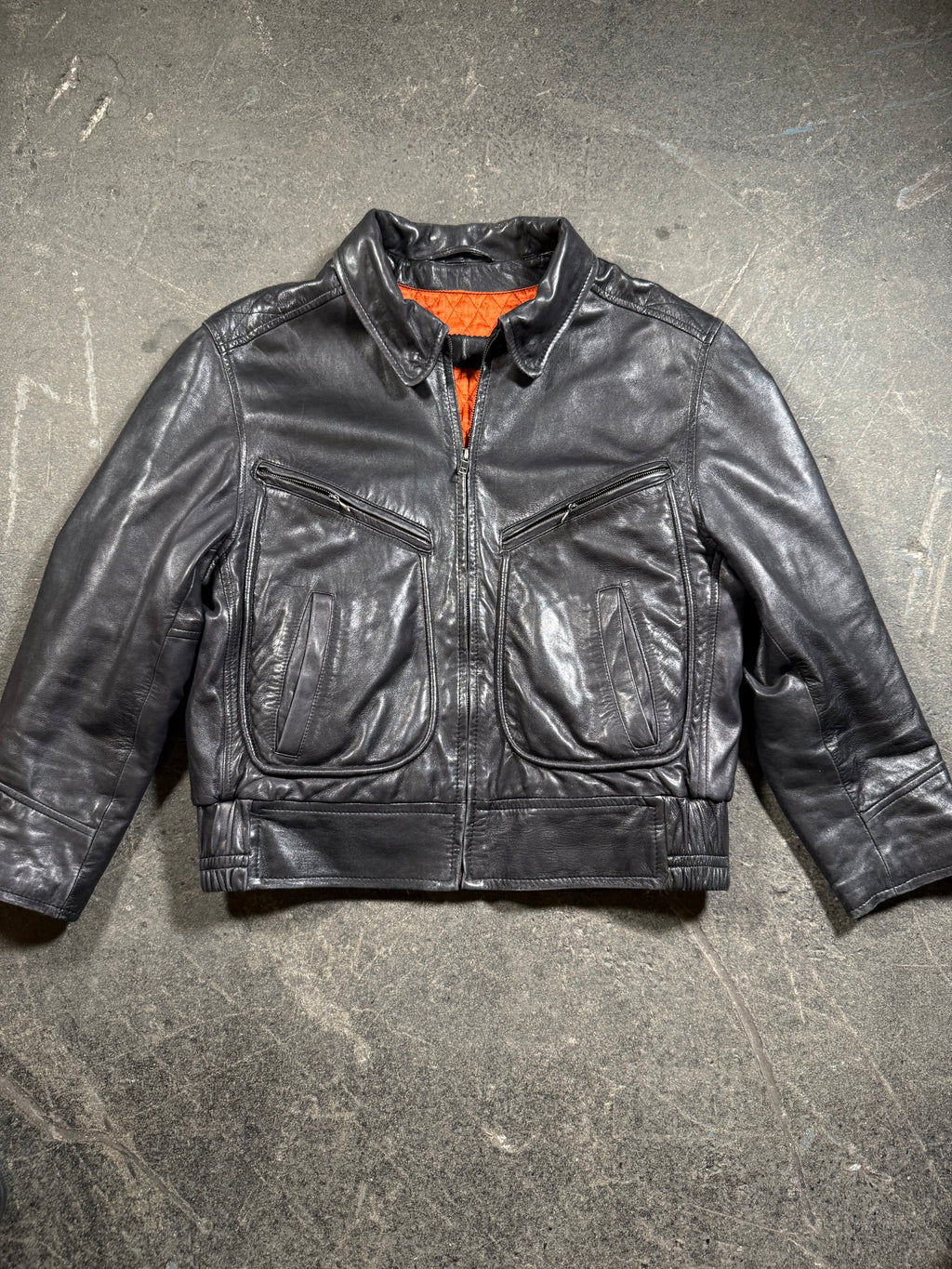 Vintage Lederjacke | Vintage Leather Jacket Aviator | cropped fit | 80's / 90's | M