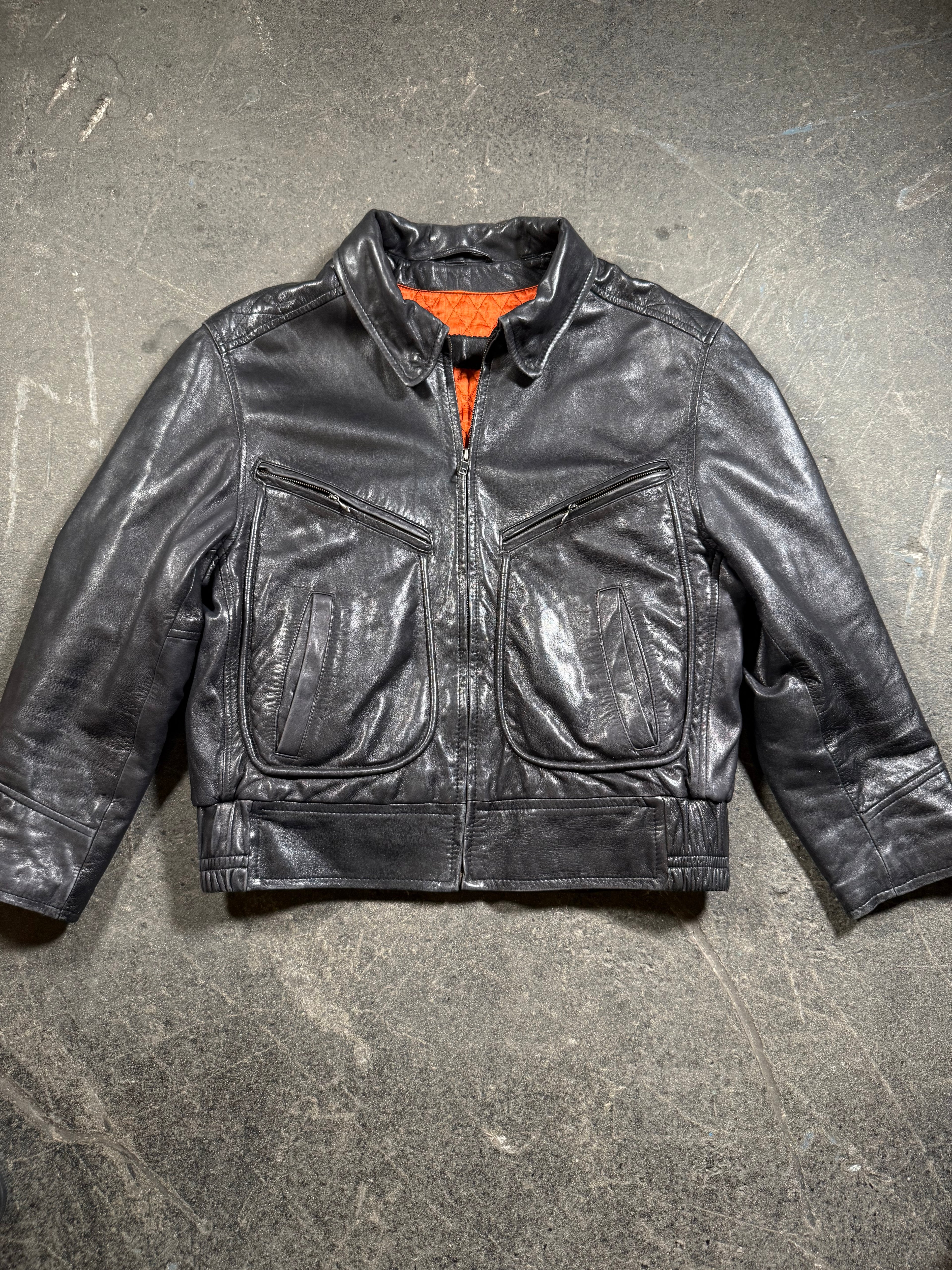 Vintage Lederjacke | Vintage Leather Jacket Aviator | cropped fit | 80's / 90's | M