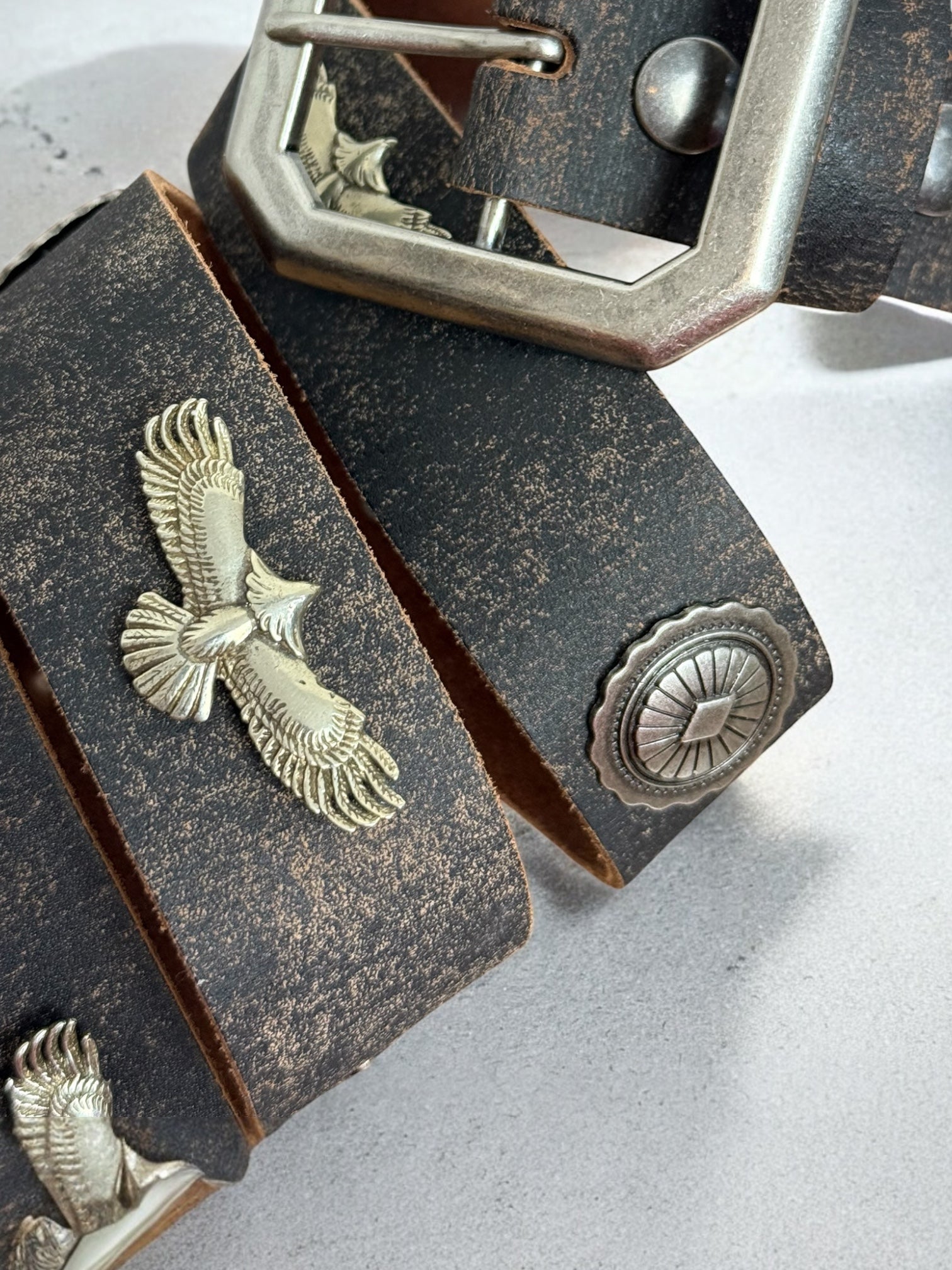eagle concho leather belt | handmade | vintage look