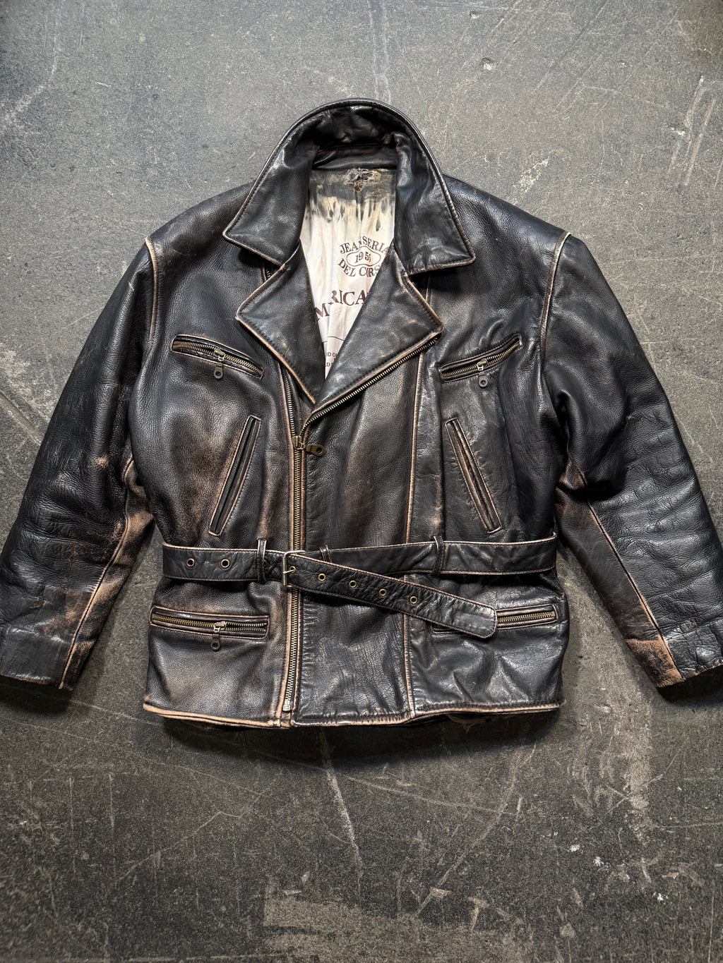 Vintage America used look Lederjacke 80er | Vintage used look Leather Jacket 80's | L