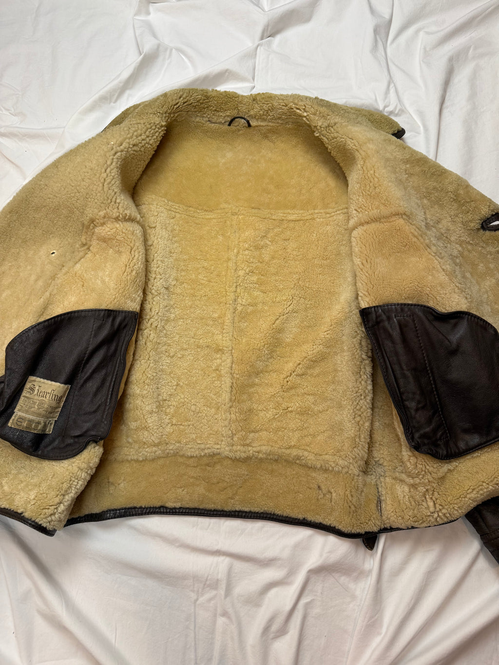 Vintage Leather Jacket Shearling Aviator mit Innenfell / 70's / 80's L
