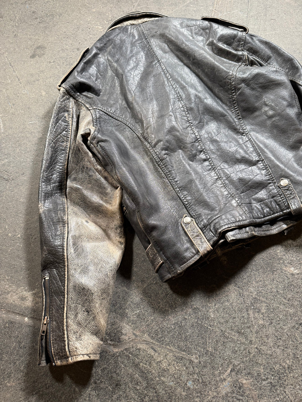 Vintage Biker Lederjacke | Vintage Leather Jacket Aviator | used look | cropped fit | 80's / 90's | M