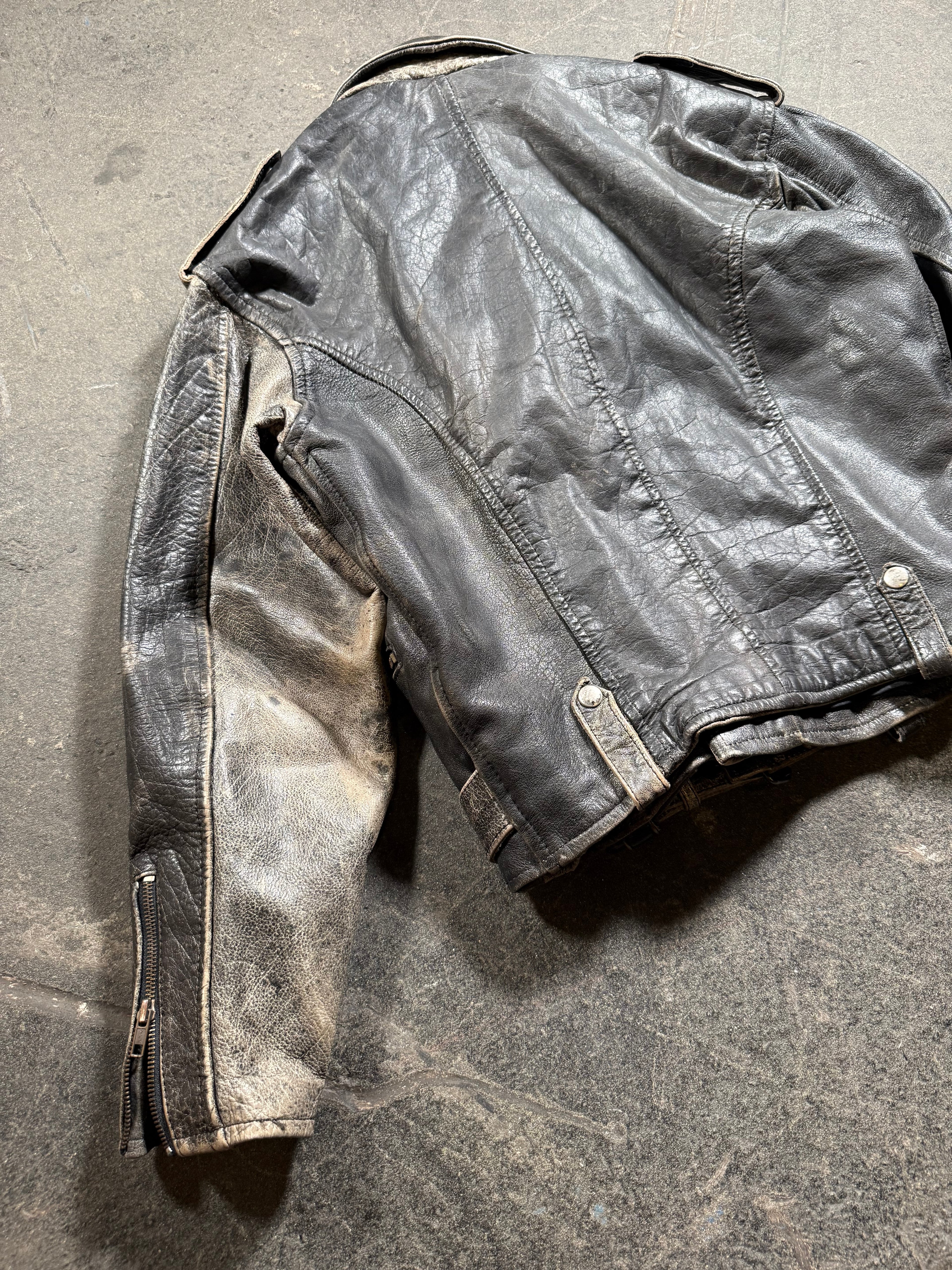 Vintage Biker Lederjacke | Vintage Leather Jacket Aviator | used look | cropped fit | 80's / 90's | M