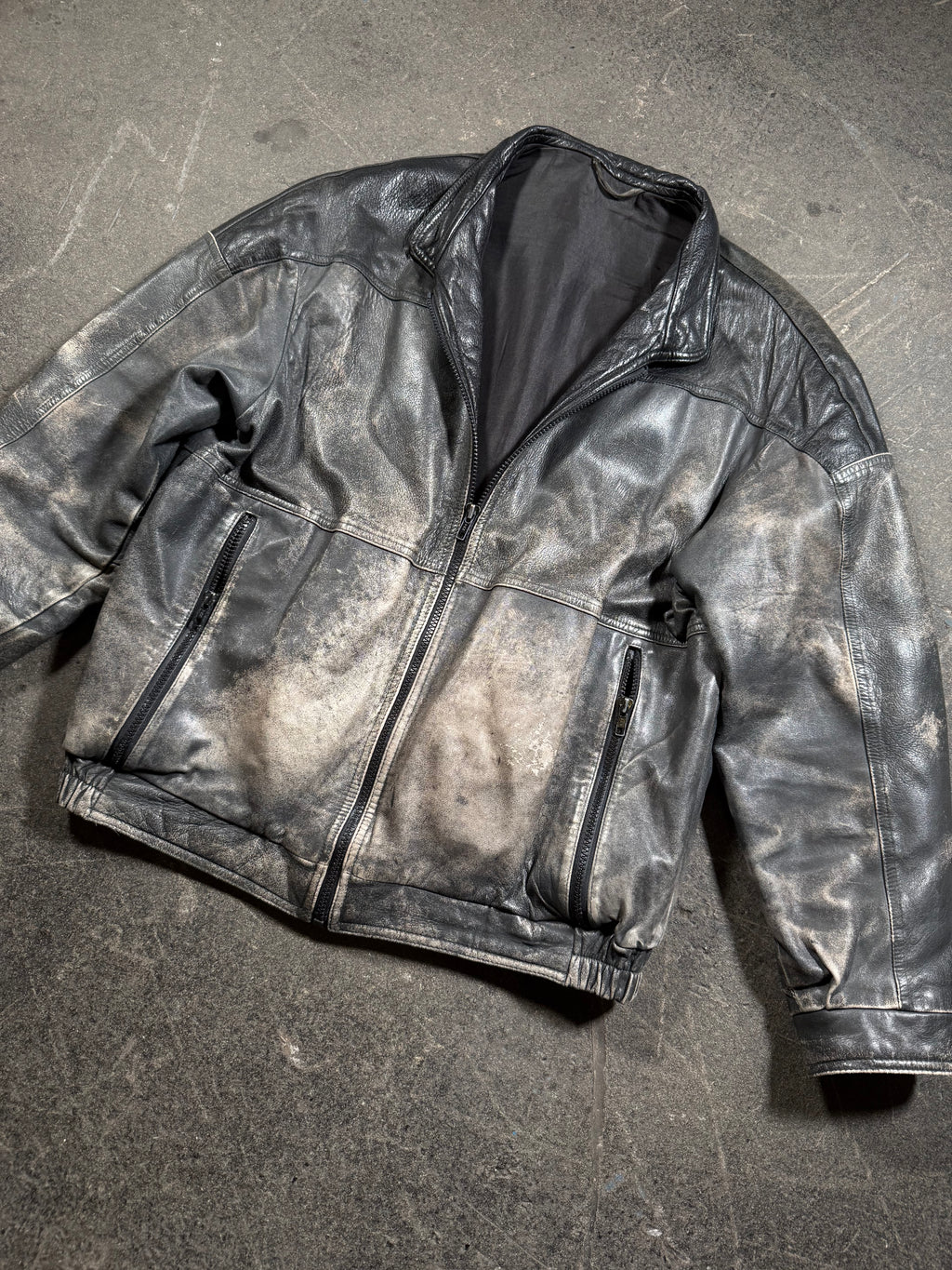 Vintage Lederjacke | Vintage Leather Jacket Aviator | used look | cropped fit | 80's / 90's | M