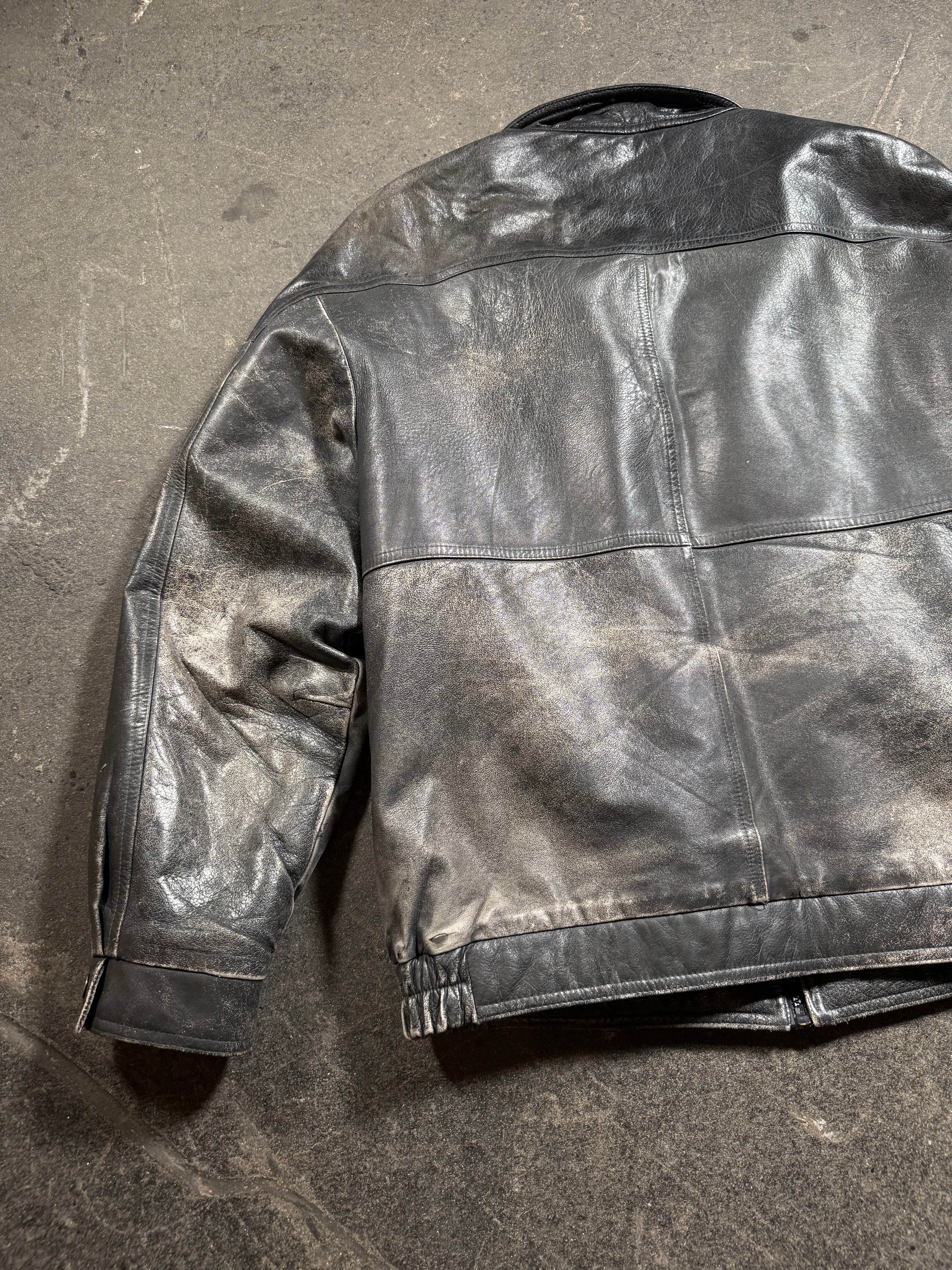 Vintage Lederjacke | Vintage Leather Jacket Aviator | used look | cropped fit | 80's / 90's | M