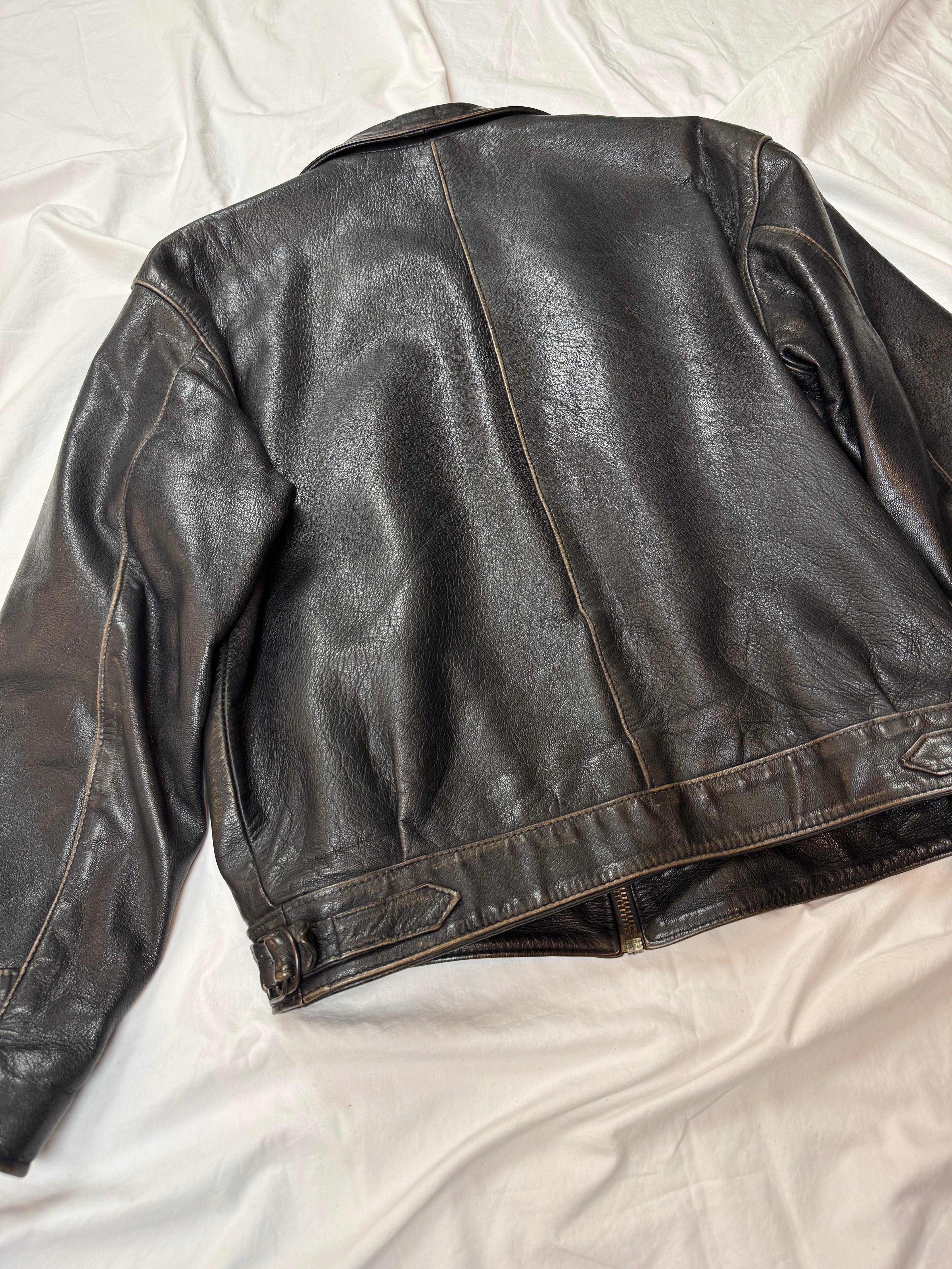 Vintage Leather Jacket Aviator cropped fit / Leather
Jacket / 80's/ 90's | L