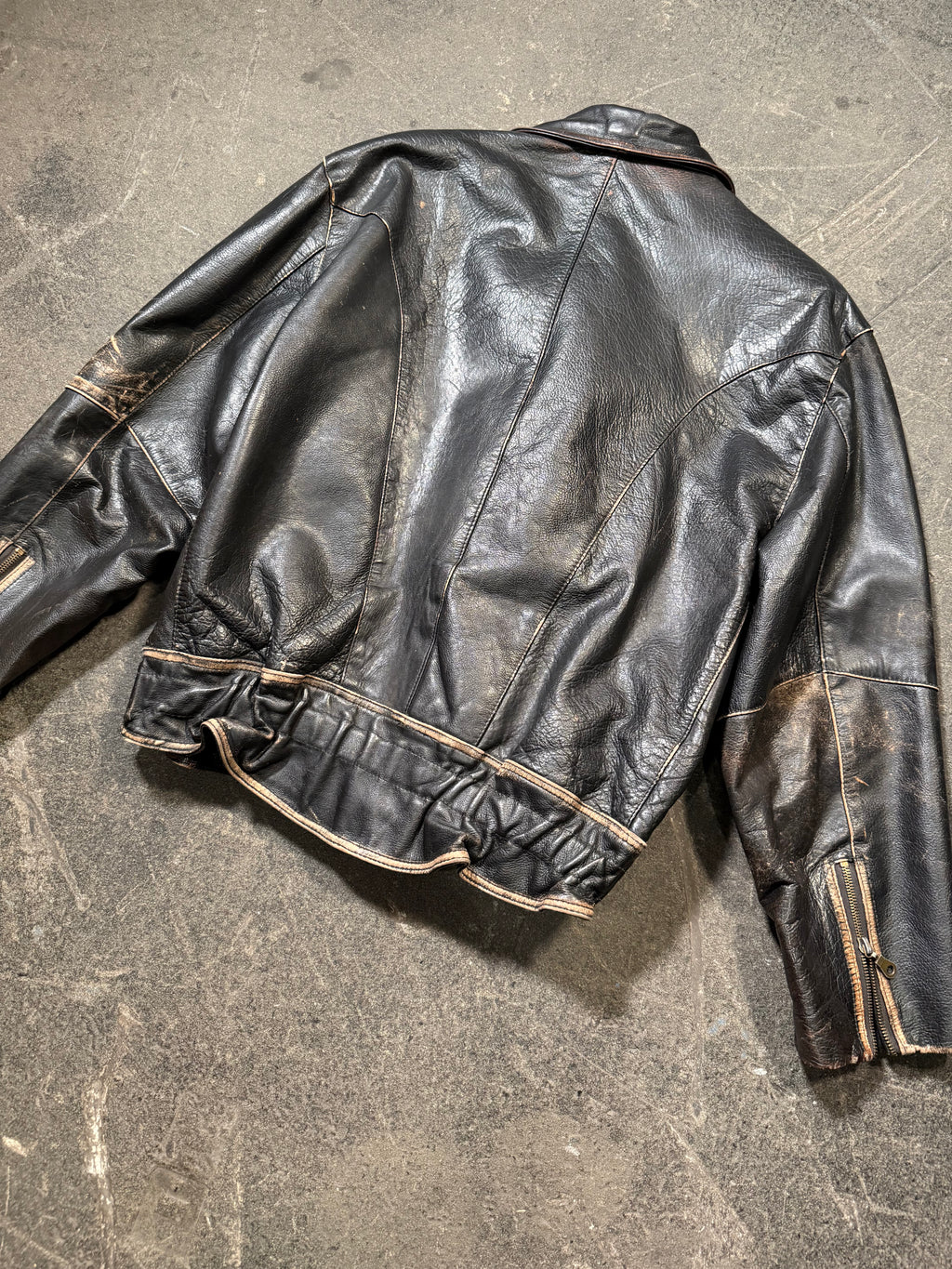 Vintage used look Lederjacke 80er | Vintage used look Leather Jacket 80's | L