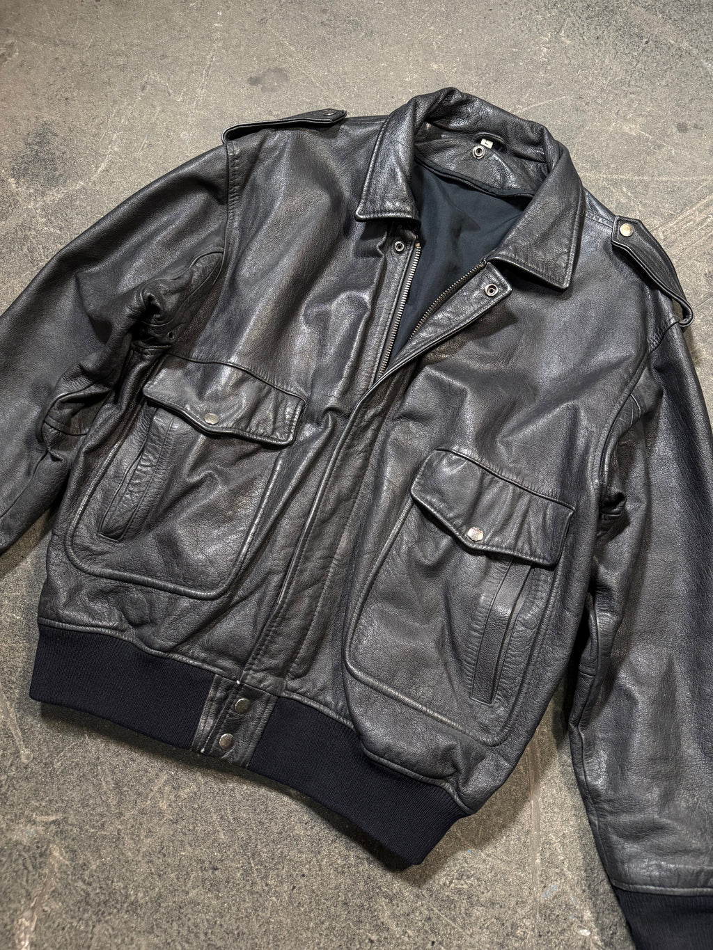 Vintage Piloten Lederjacke 80er | Vintage Flight Leather Jacket 80's | L