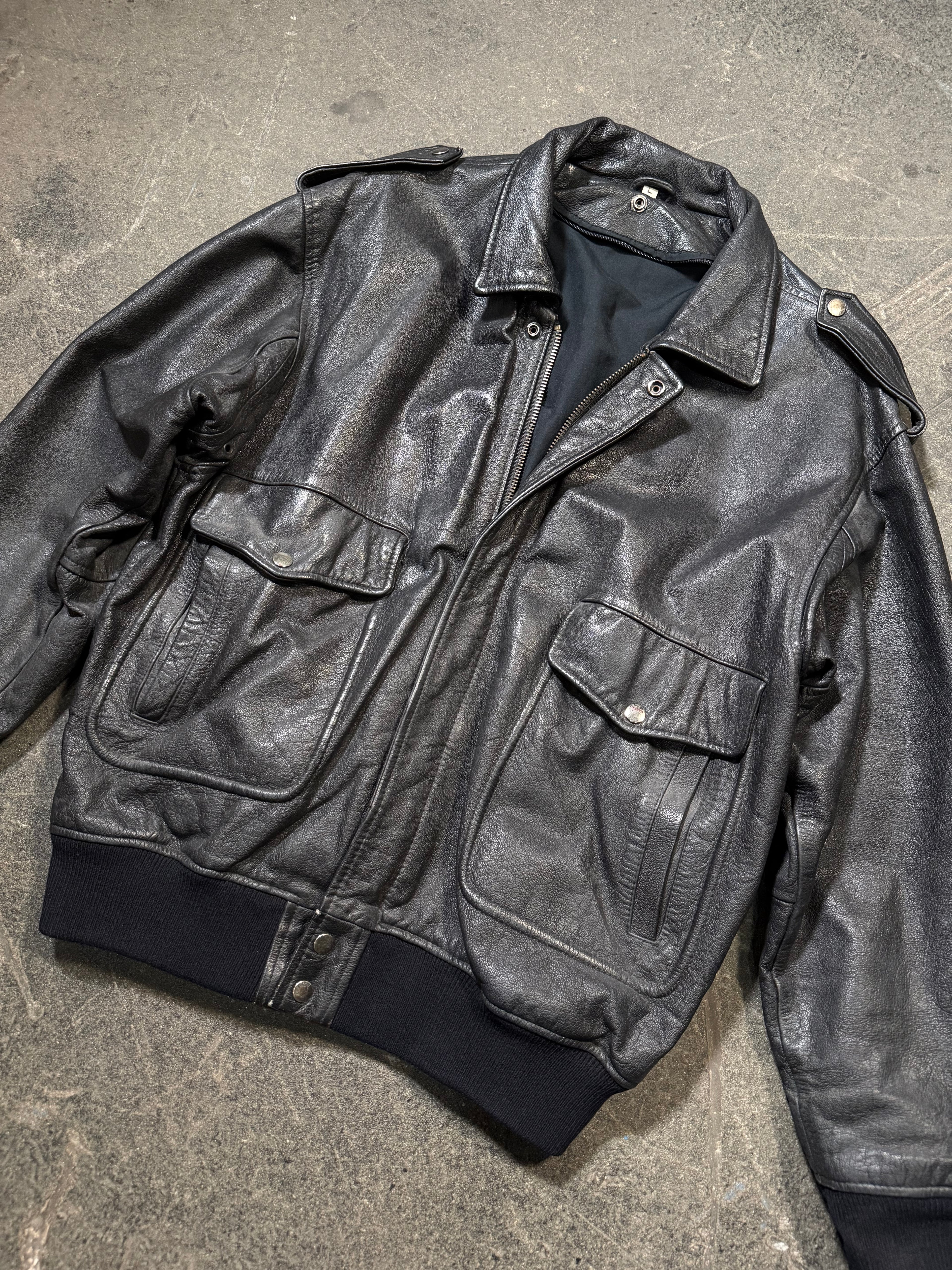 Vintage Piloten Lederjacke 80er | Vintage Flight Leather Jacket 80's | L