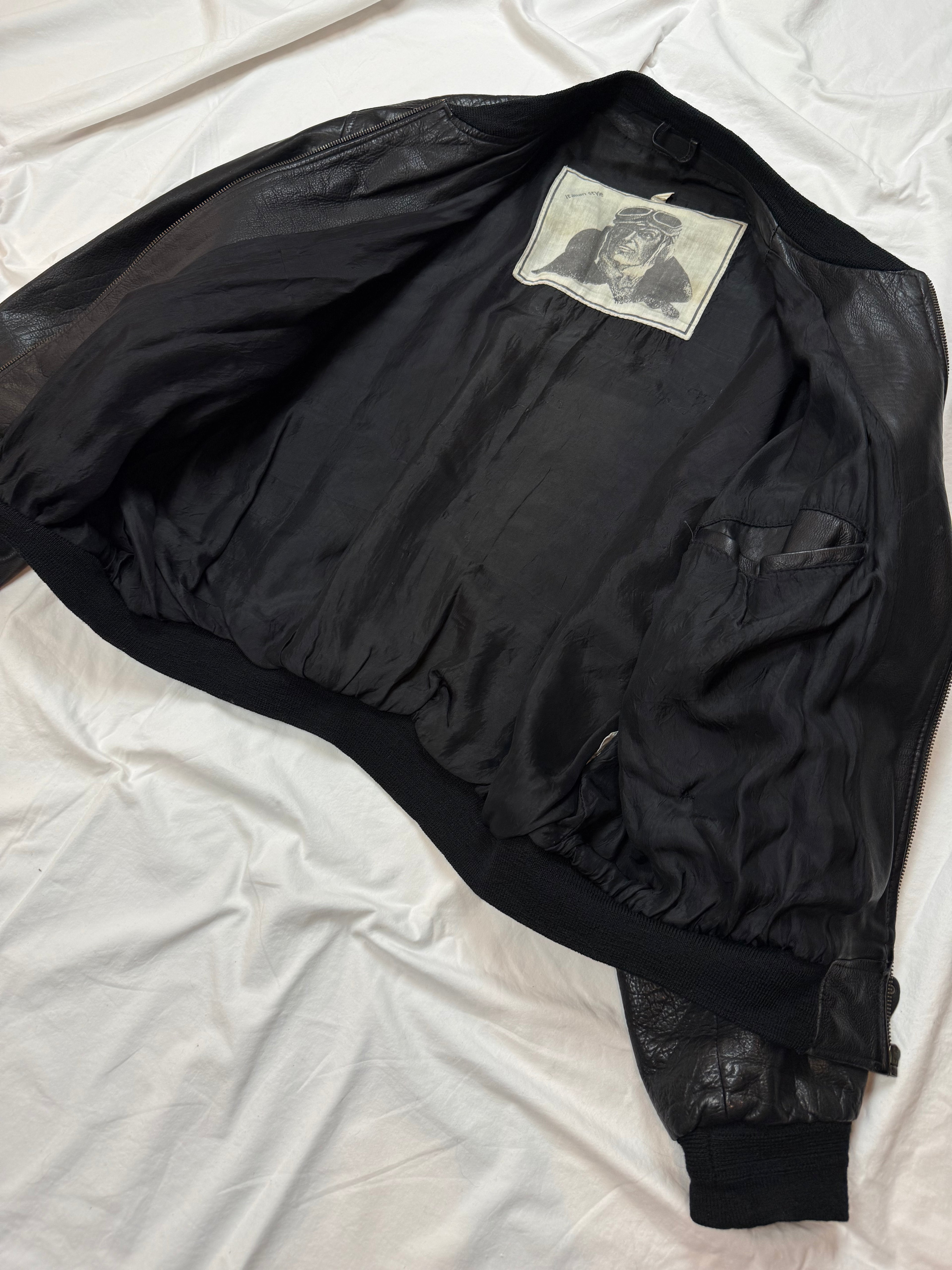 Vintage Leather Jacket Aviator / Bomberjacke cropped fit / 80's / 90's | M