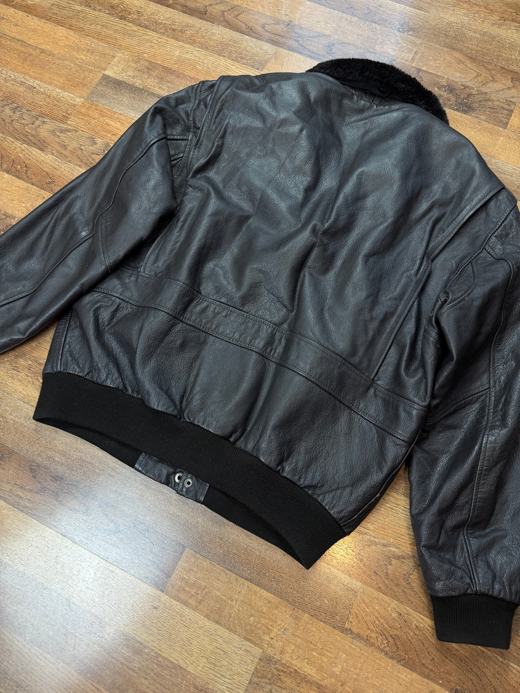 Vintage Lederjacke Aviator mit Innenfell & Fellkragen / 80's / 90's | L