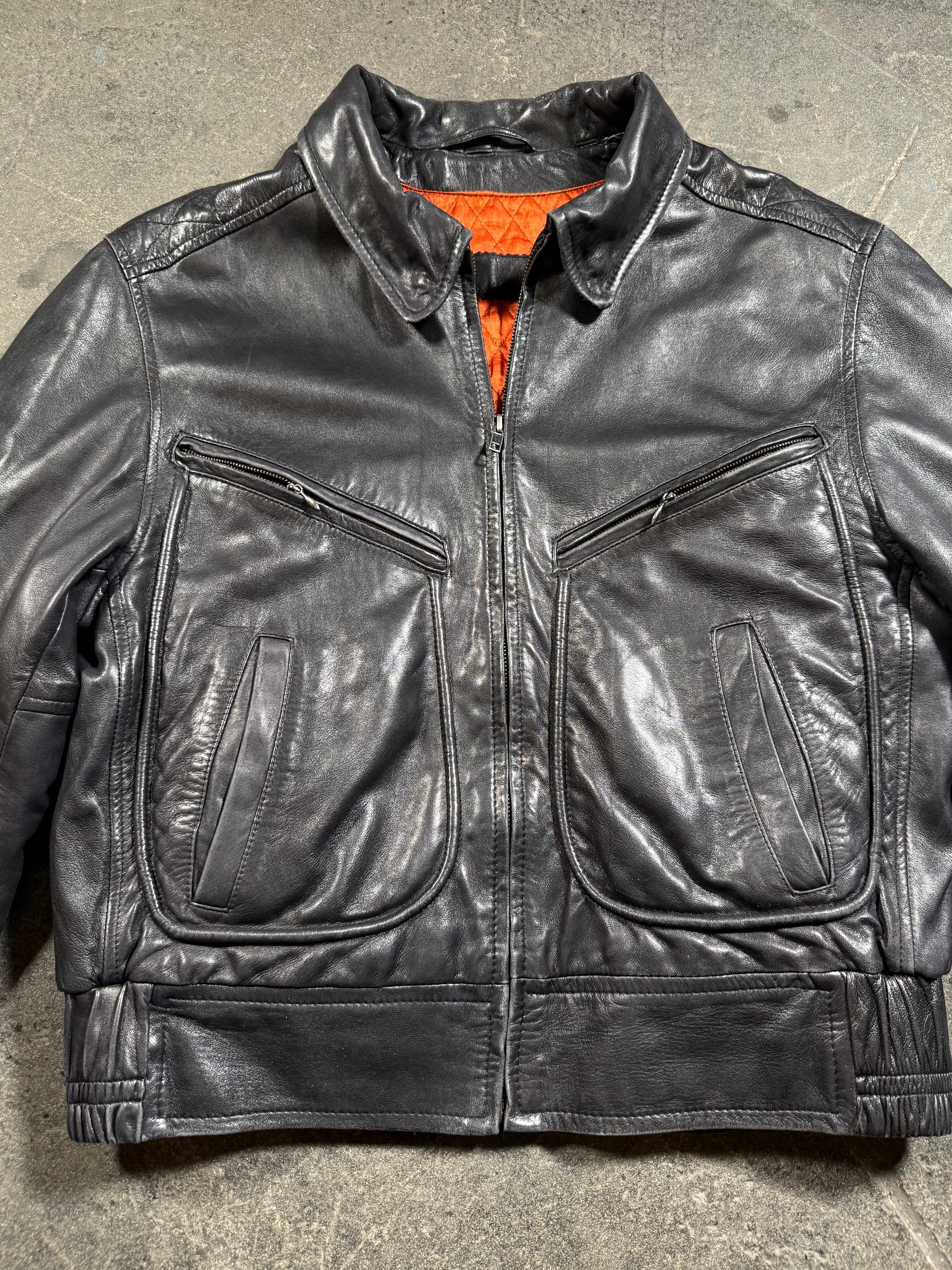 Vintage Lederjacke | Vintage Leather Jacket Aviator | cropped fit | 80's / 90's | M