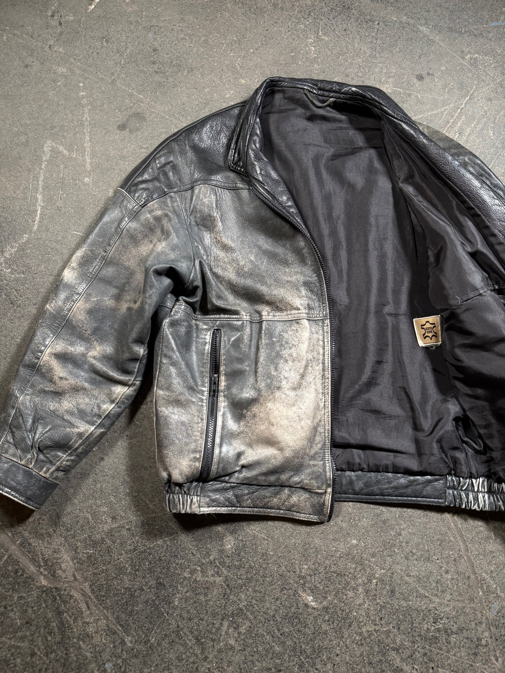 Vintage Lederjacke | Vintage Leather Jacket Aviator | used look | cropped fit | 80's / 90's | M