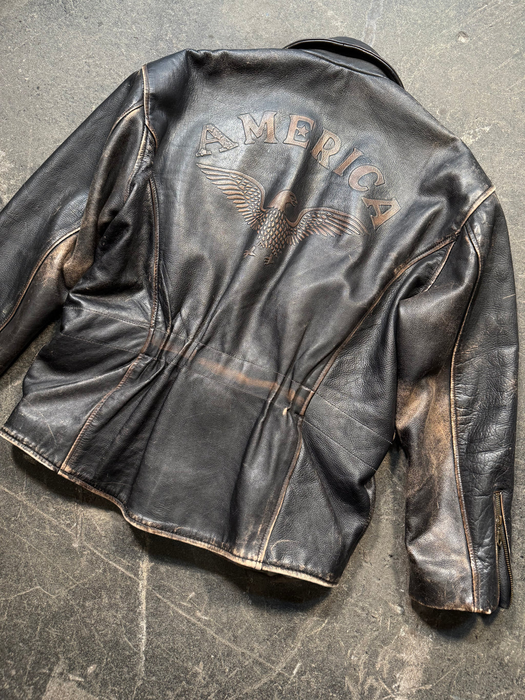 Vintage America used look Lederjacke 80er | Vintage used look Leather Jacket 80's | L