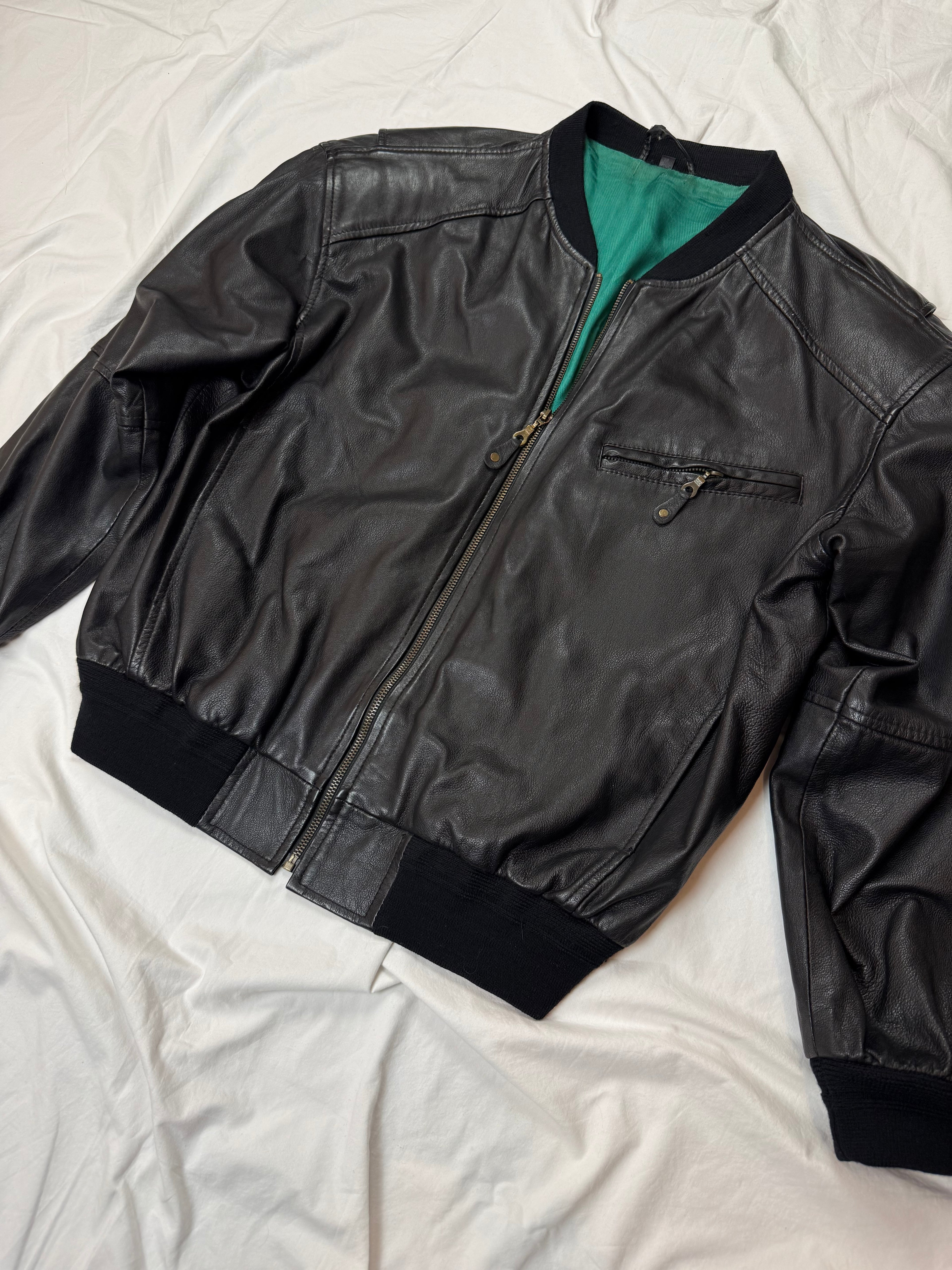 Vintage Leather Jacket Aviator cropped fit / Leather Jacket / 80's/ 90's | M