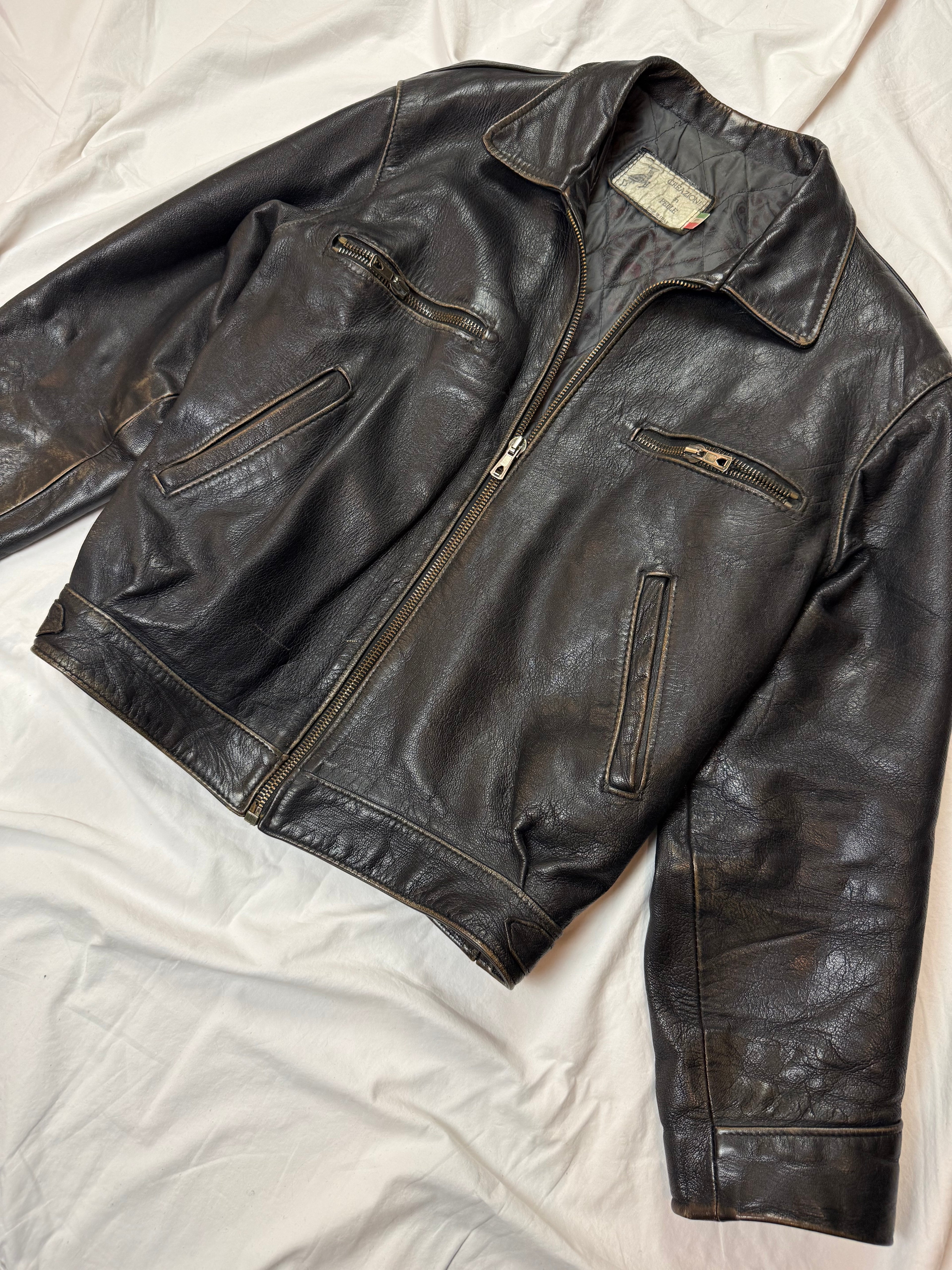 Vintage Leather Jacket Aviator cropped fit / Leather
Jacket / 80's/ 90's | L