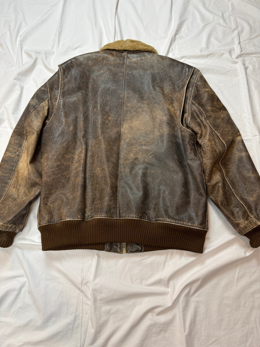 Vintage Leather Jacket Aviator / Bomberjacke / used look / 80's 90's | L