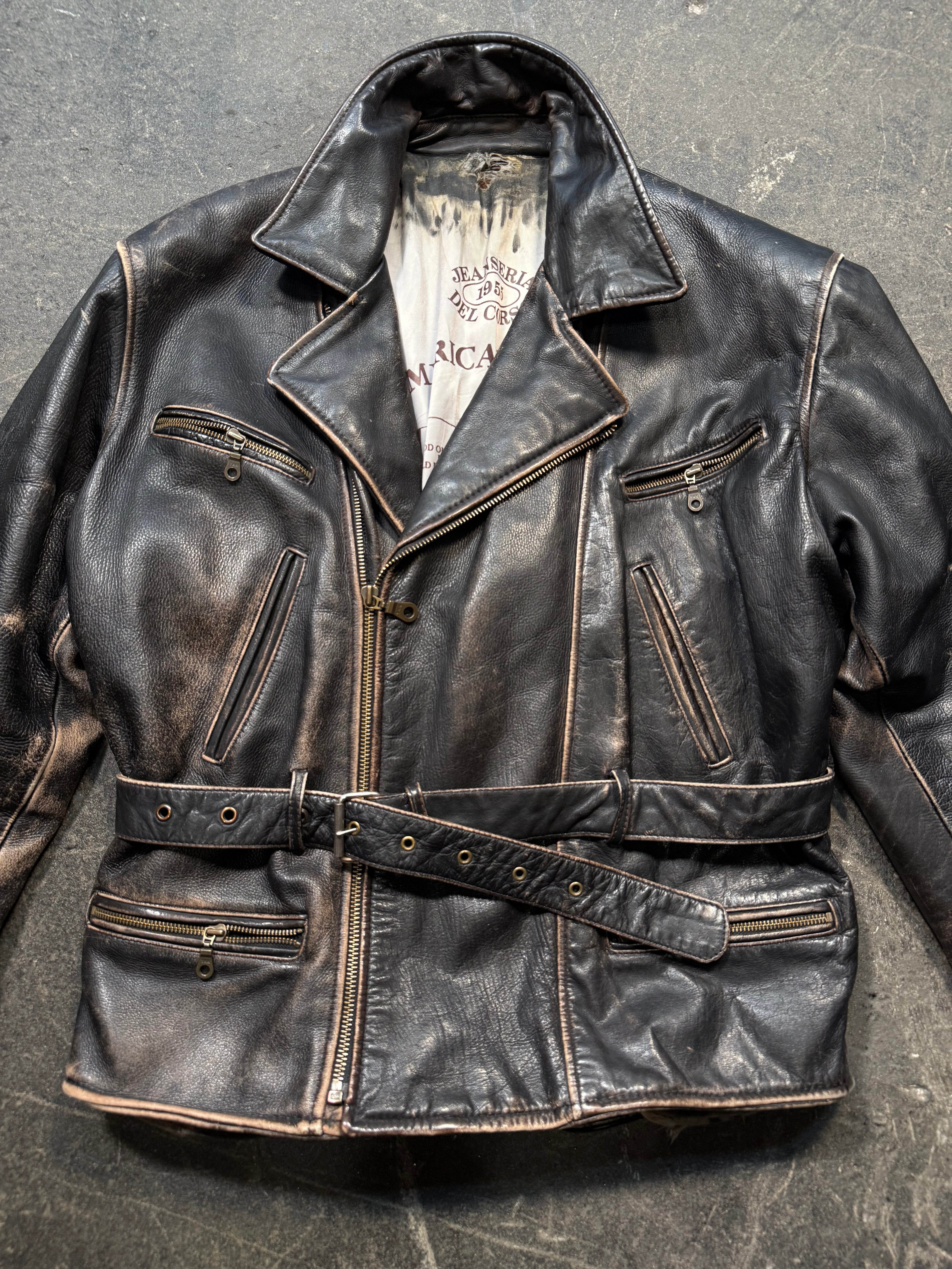Vintage America used look Lederjacke 80er | Vintage used look Leather Jacket 80's | L