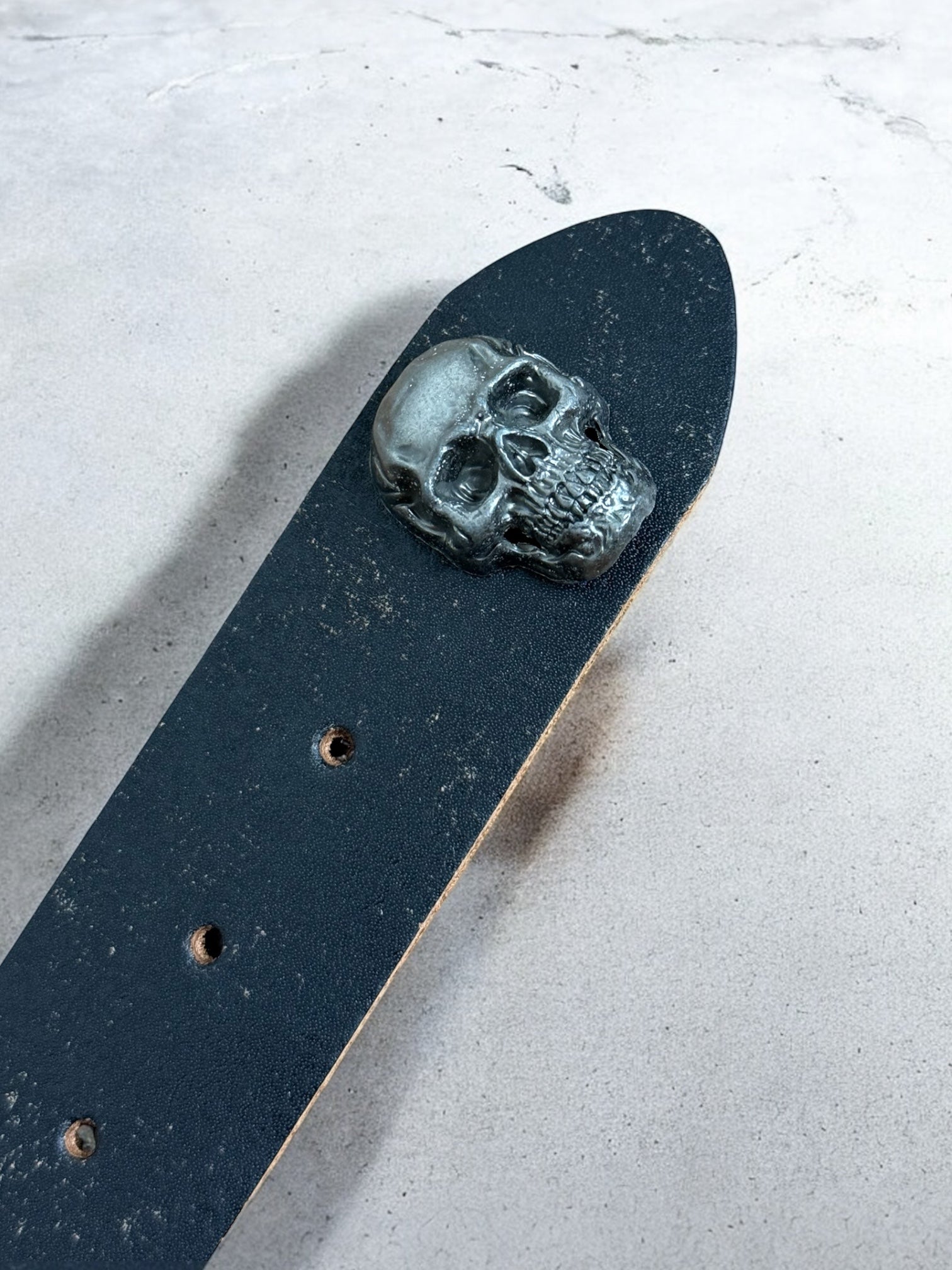 skull leather belt | handmade | vintage look