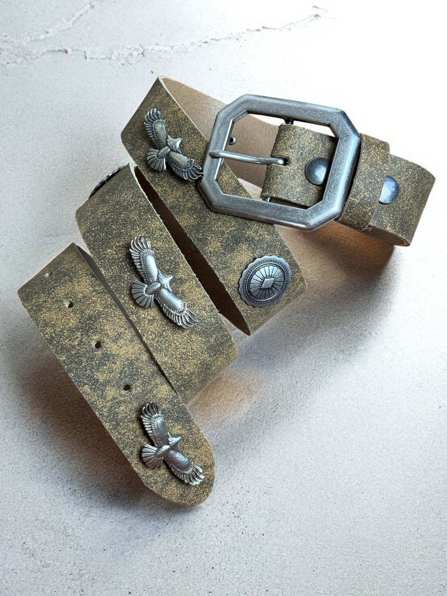 eagle concho leather belt | handmade | vintage look