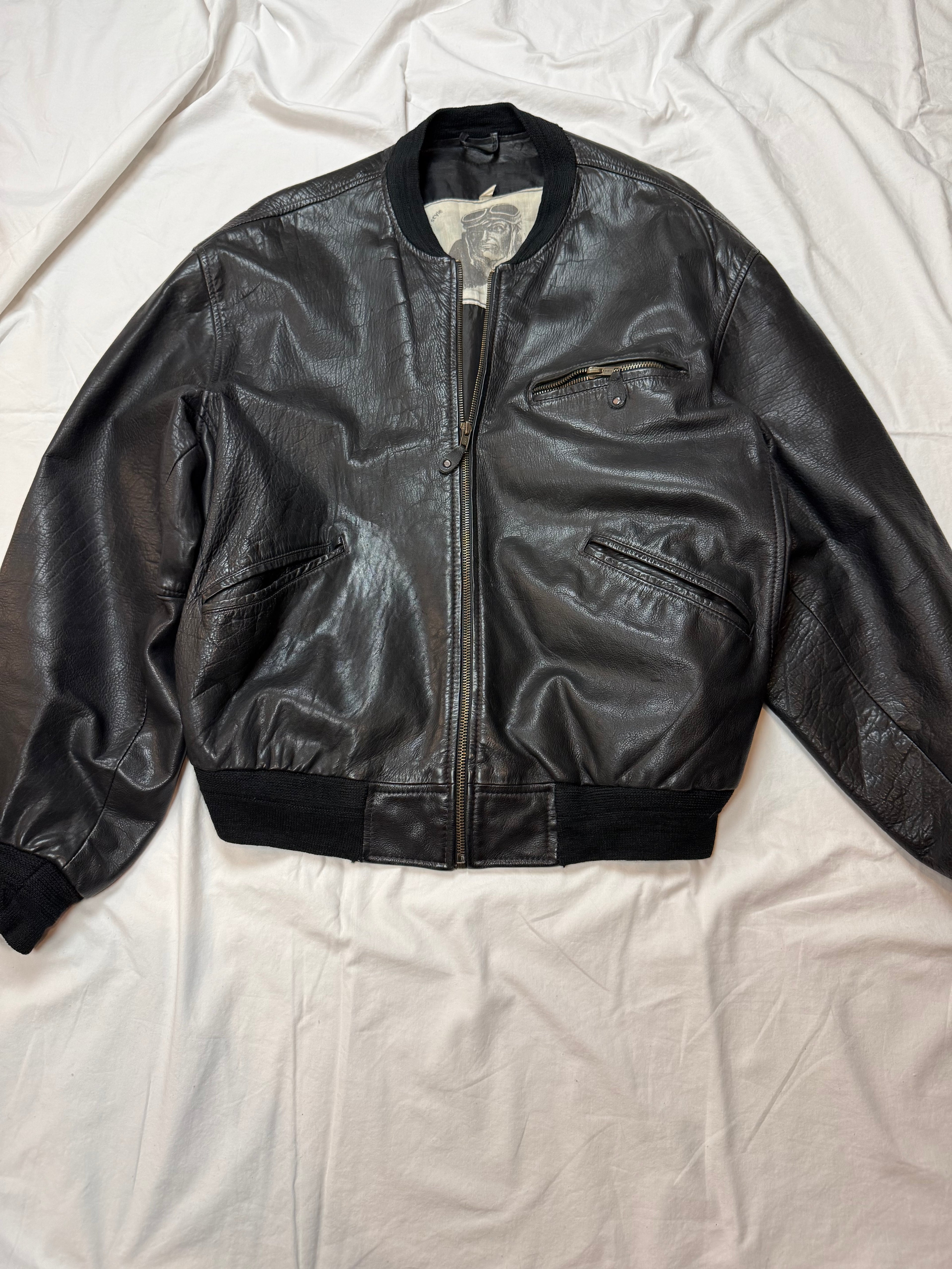 Vintage Leather Jacket Aviator / Bomberjacke cropped fit / 80's / 90's | M
