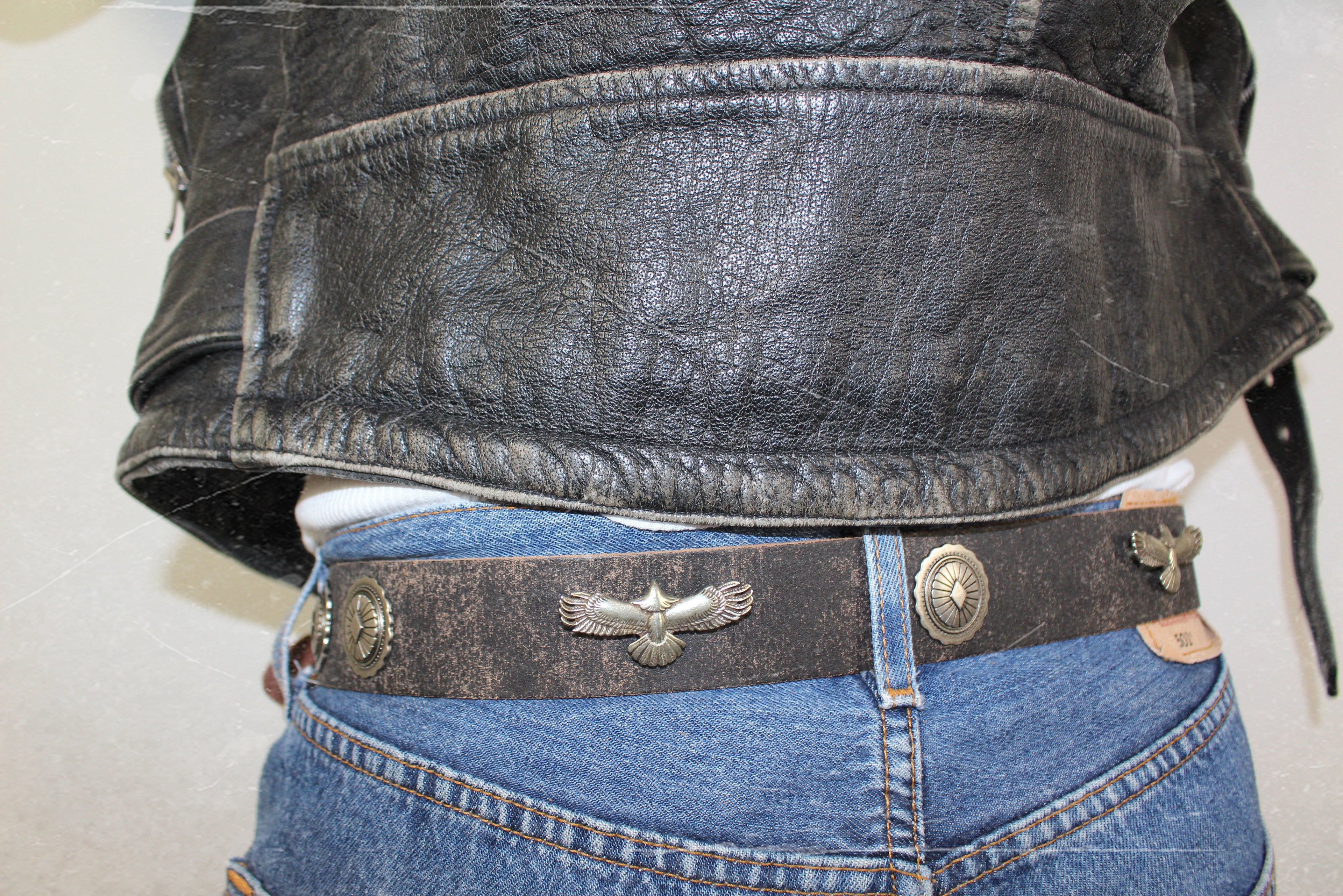 eagle concho leather belt | handmade | vintage look