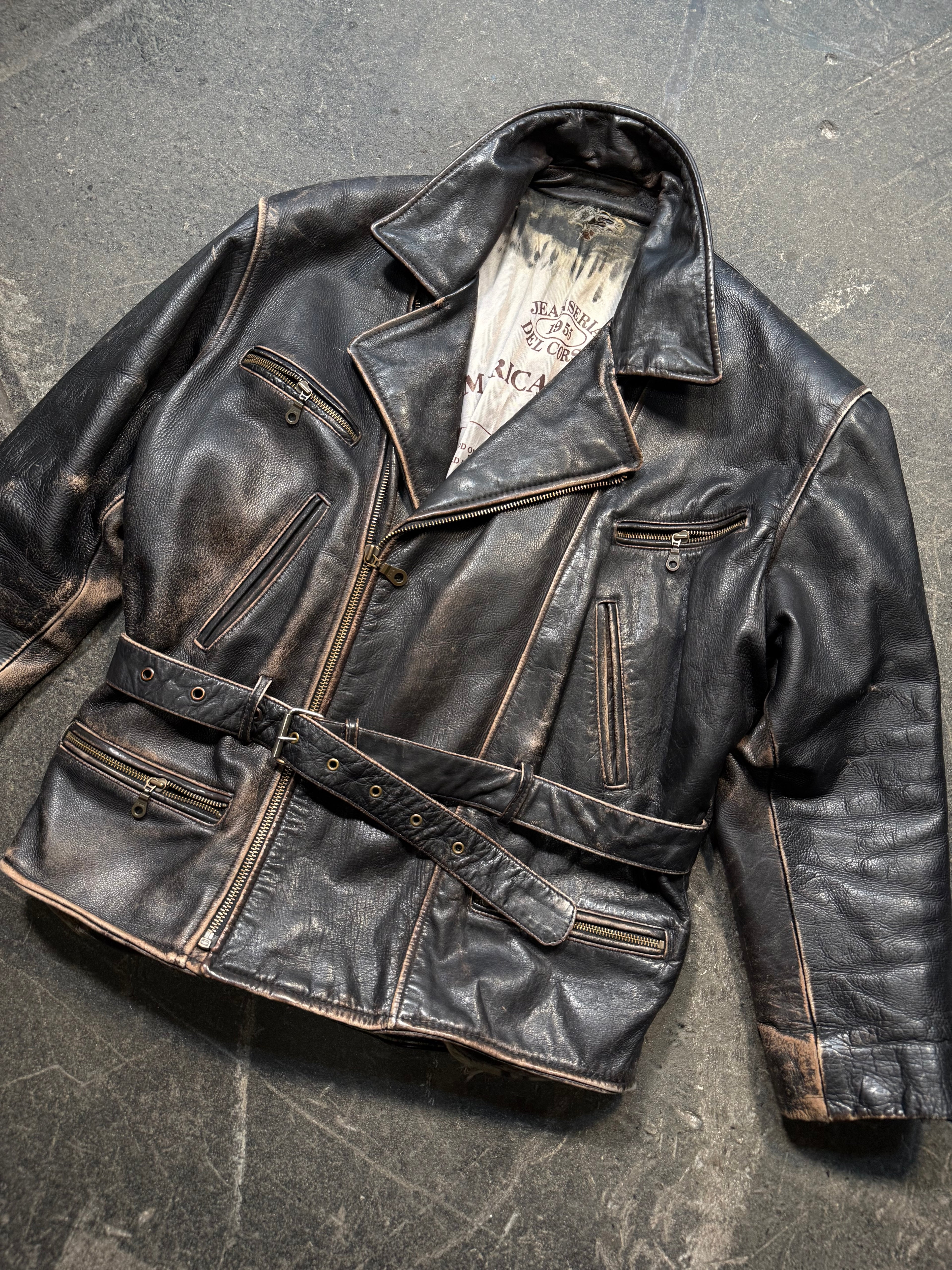Vintage America used look Lederjacke 80er | Vintage used look Leather Jacket 80's | L