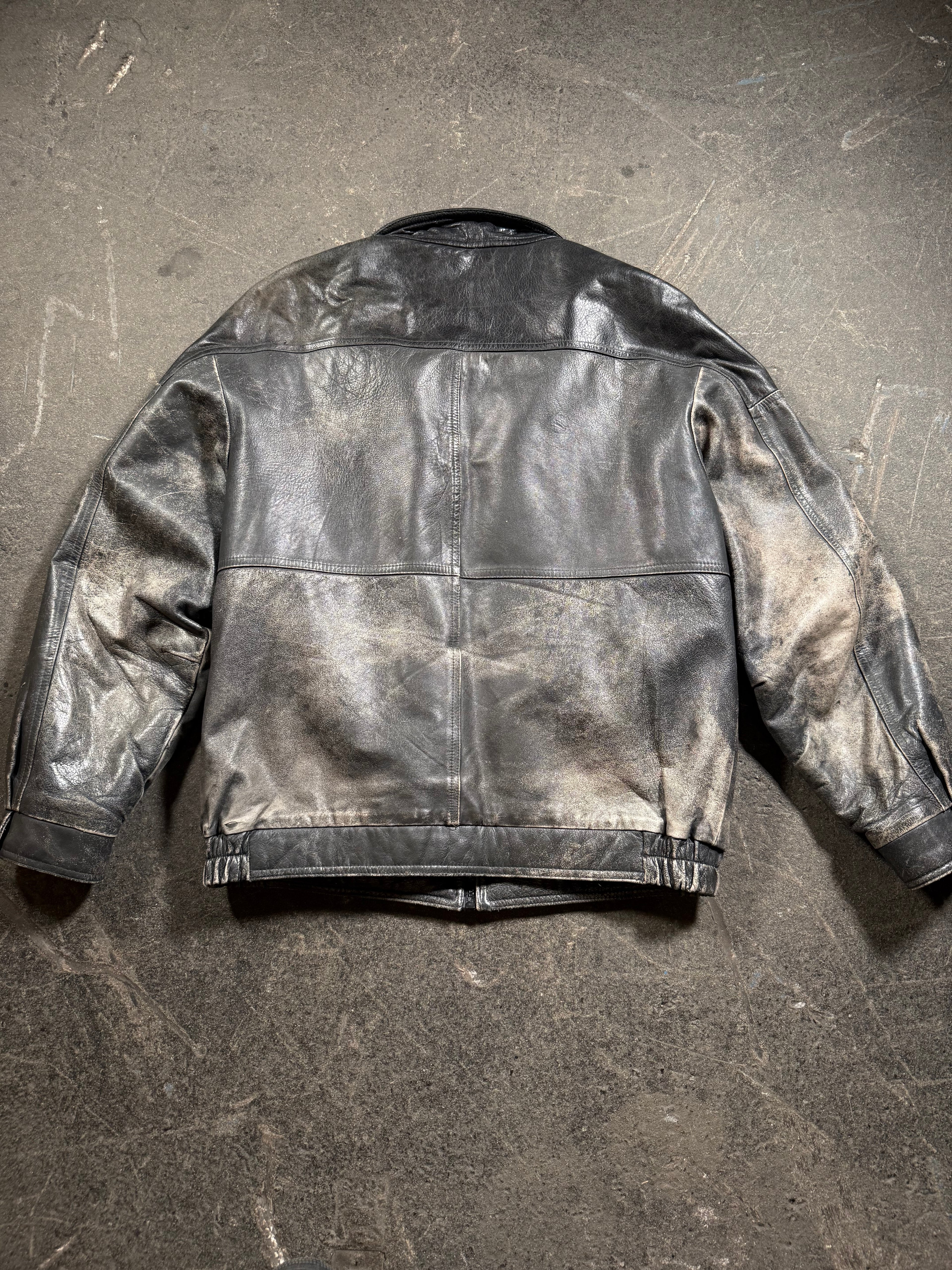 Vintage Lederjacke | Vintage Leather Jacket Aviator | used look | cropped fit | 80's / 90's | M