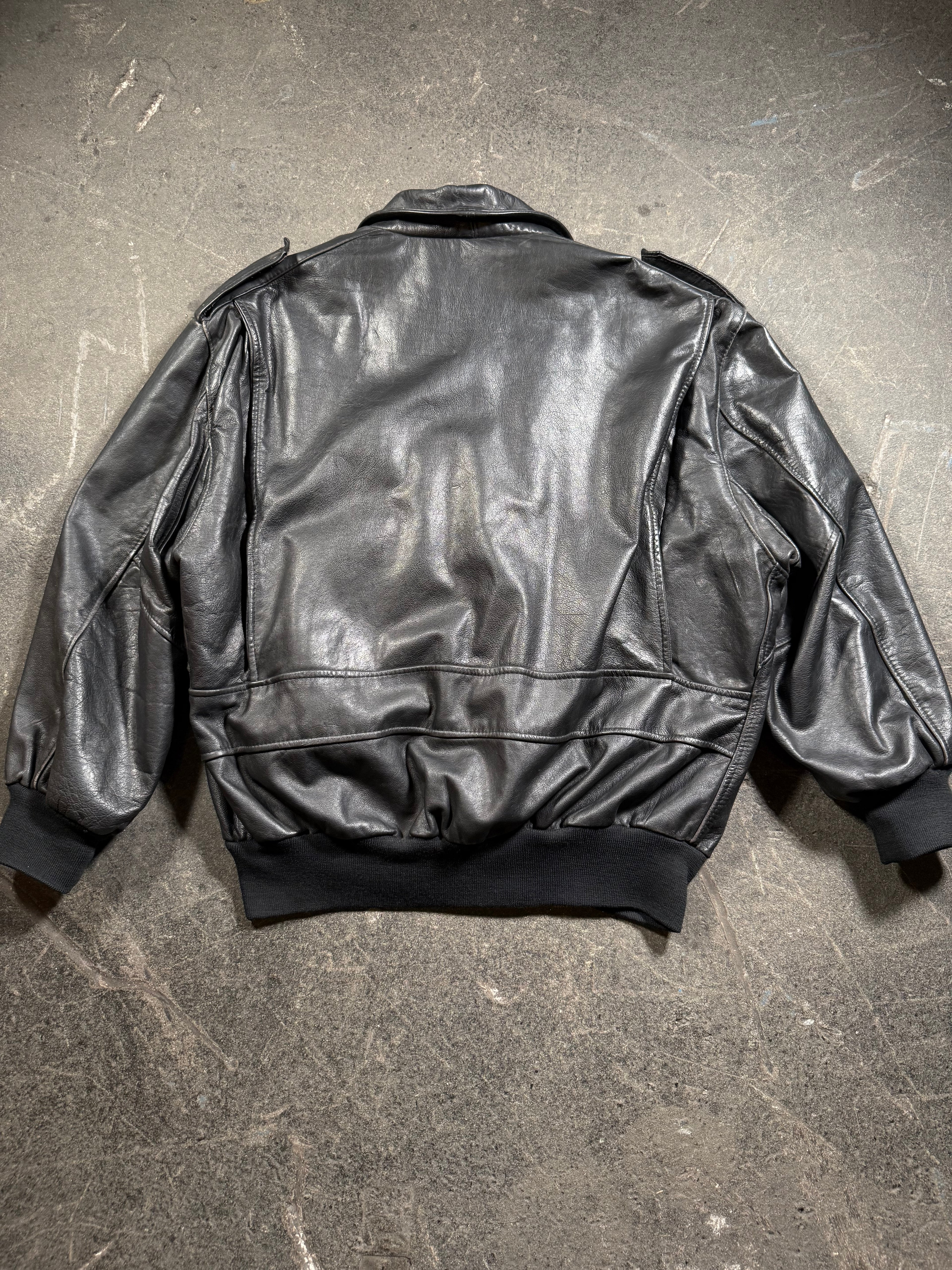 Vintage Piloten Lederjacke | Vintage Leather Jacket Aviator | used look | cropped fit | 80's / 90's | L