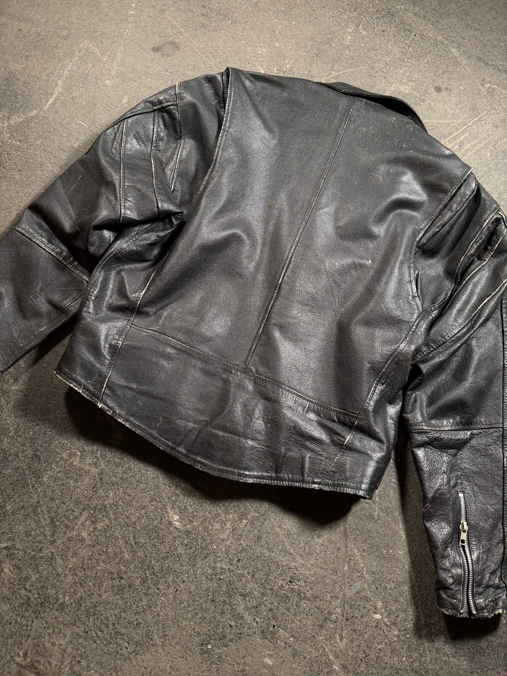 Vintage Biker Lederjacke | Vintage Leather Jacket | used look | cropped fit | 80's / 90's | M