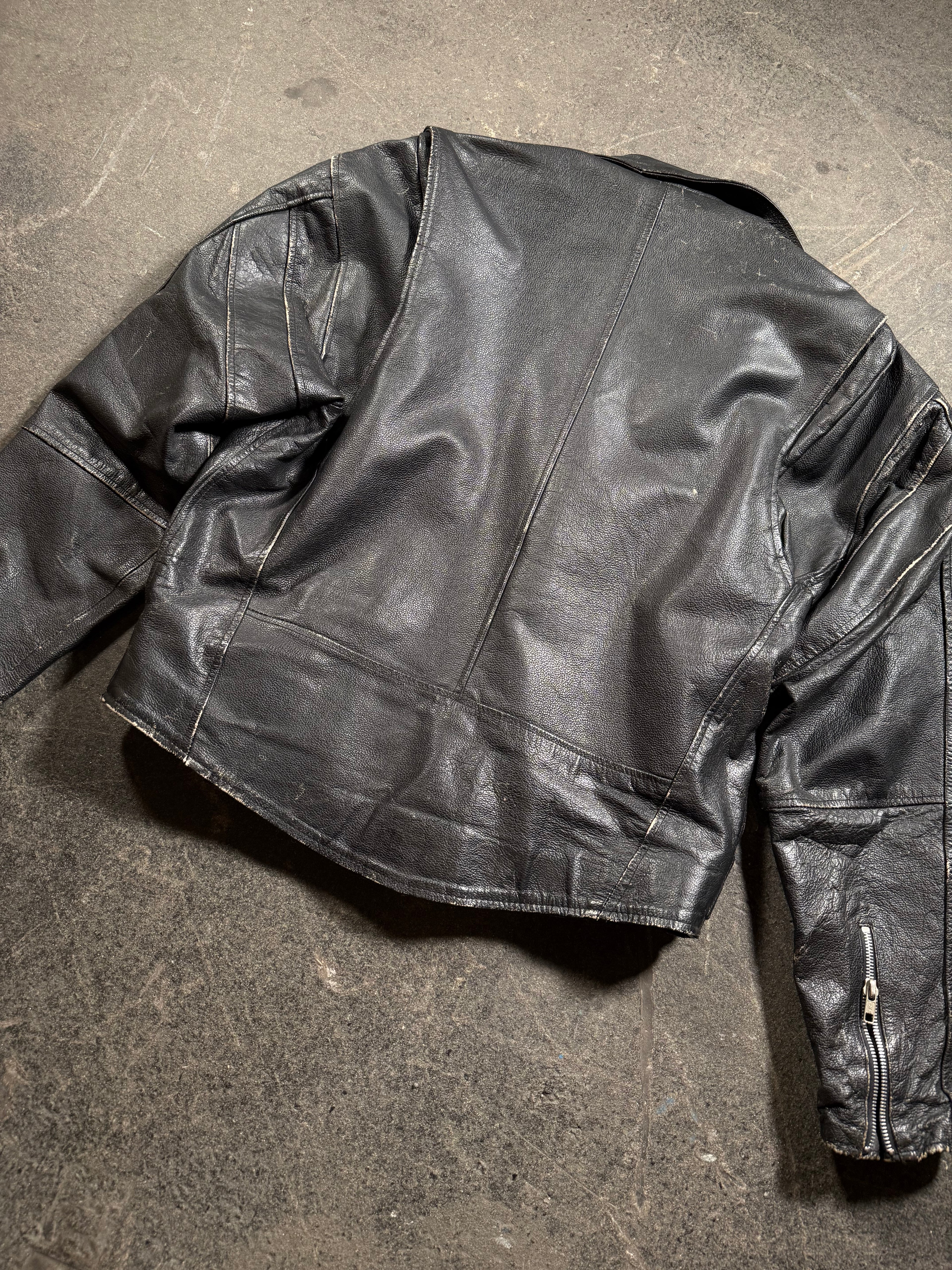 Vintage Biker Lederjacke | Vintage Leather Jacket | used look | cropped fit | 80's / 90's | M