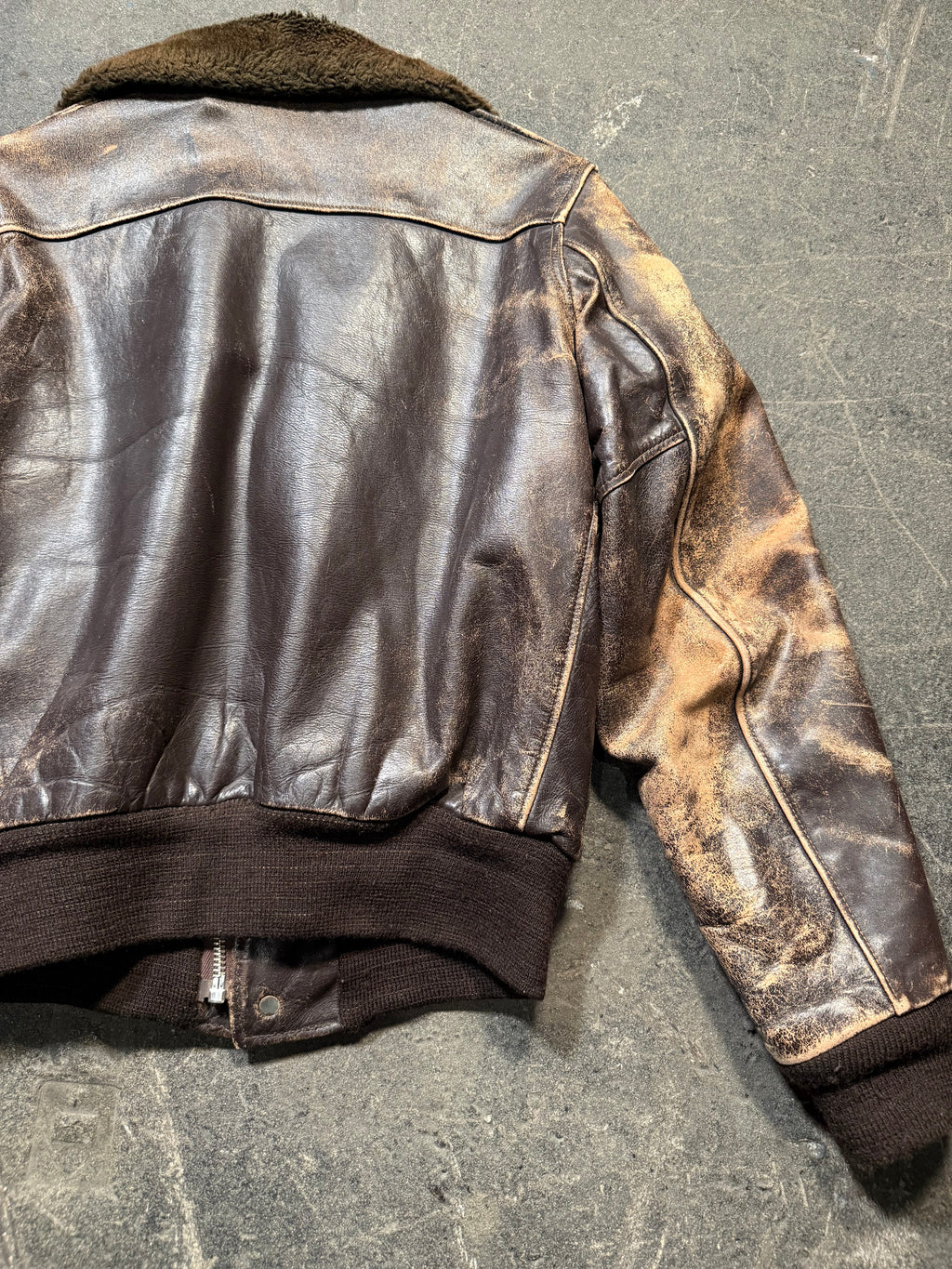 Vintage used look Lederjacke 80er | Vintage used look Leather Jacket 80's | M