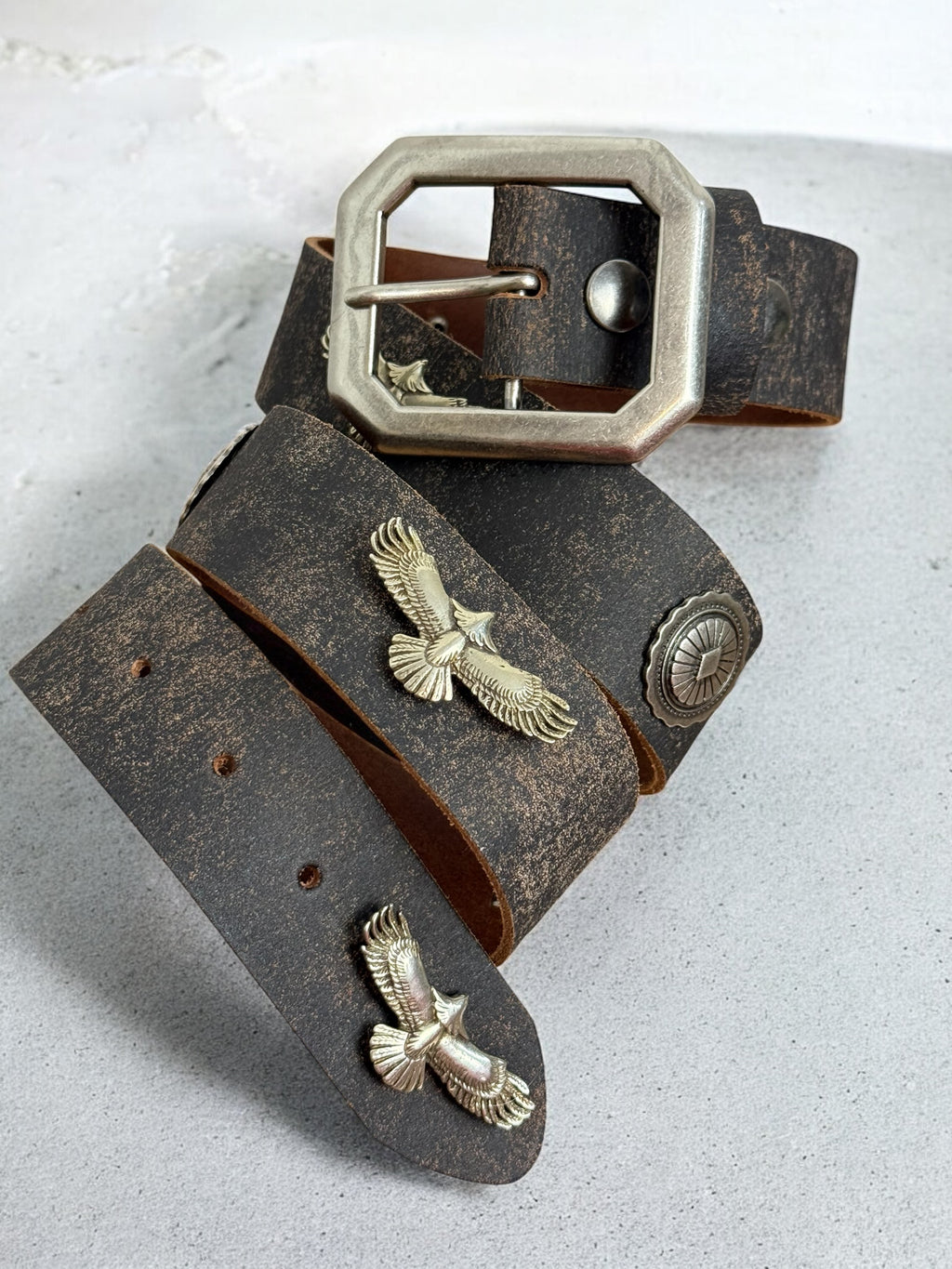eagle concho leather belt | handmade | vintage look