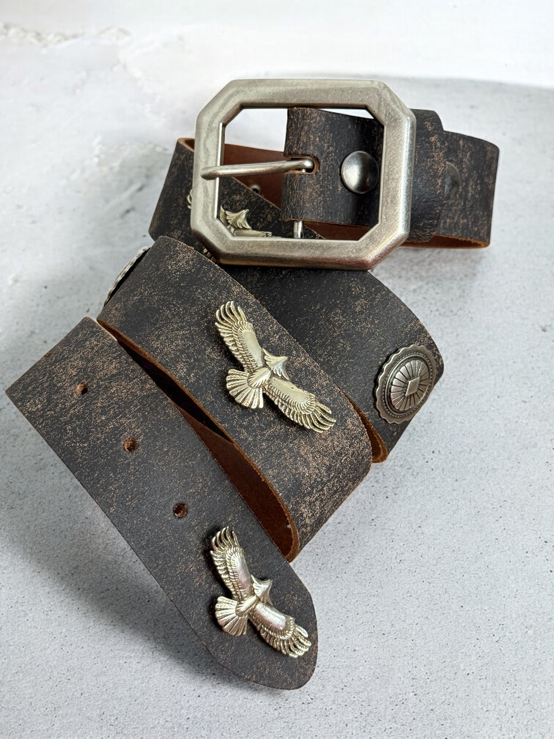 eagle concho leather belt | handmade | vintage look