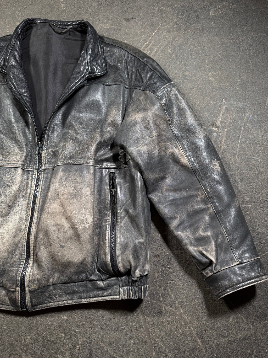 Vintage Lederjacke | Vintage Leather Jacket Aviator | used look | cropped fit | 80's / 90's | M
